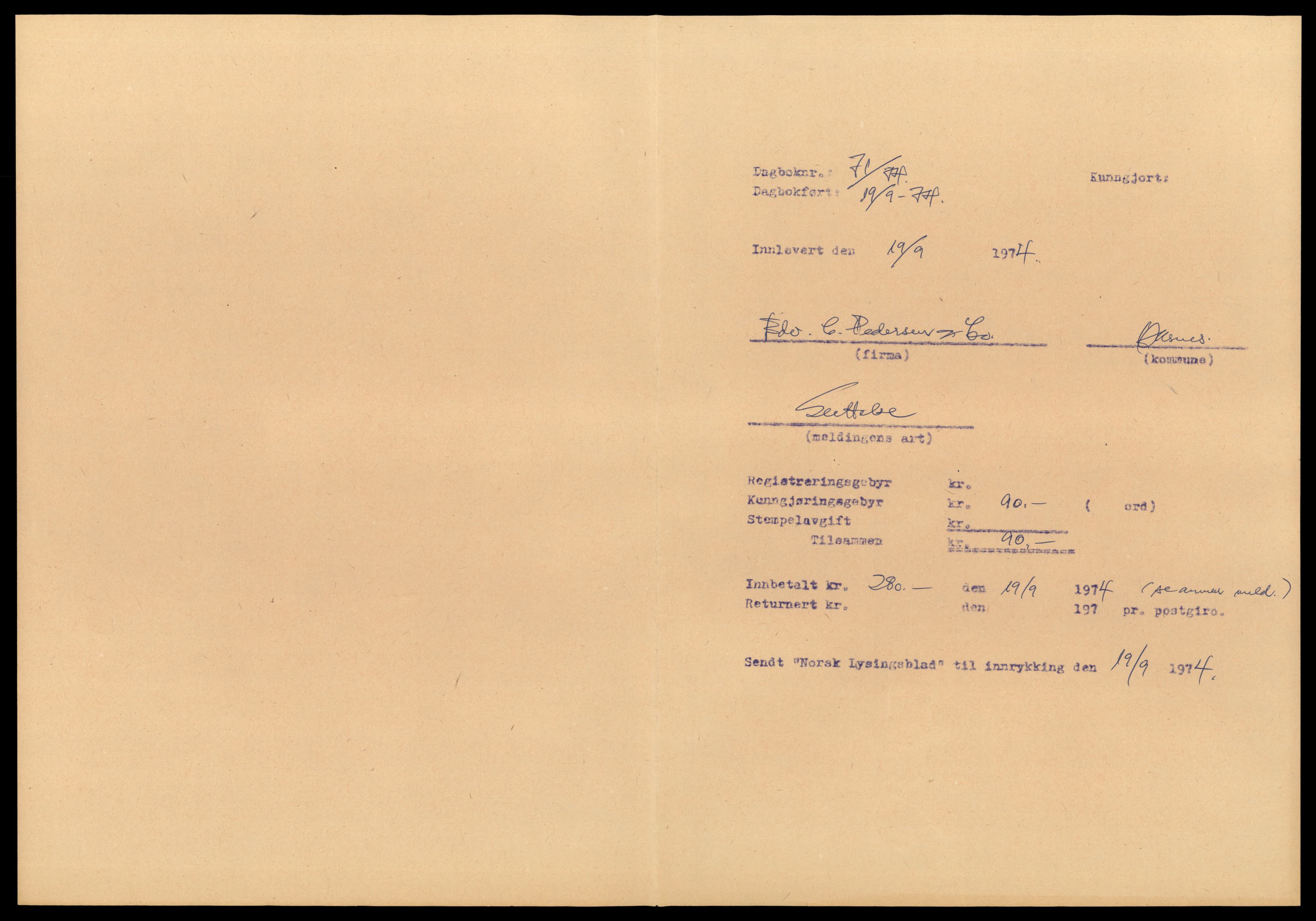 Vesterålen sorenskriveri, AV/SAT-A-4180/4/J/Jd/Jdb/L0002: Bilag. Enkeltmannsforetak, E-H, 1944-1990, p. 1