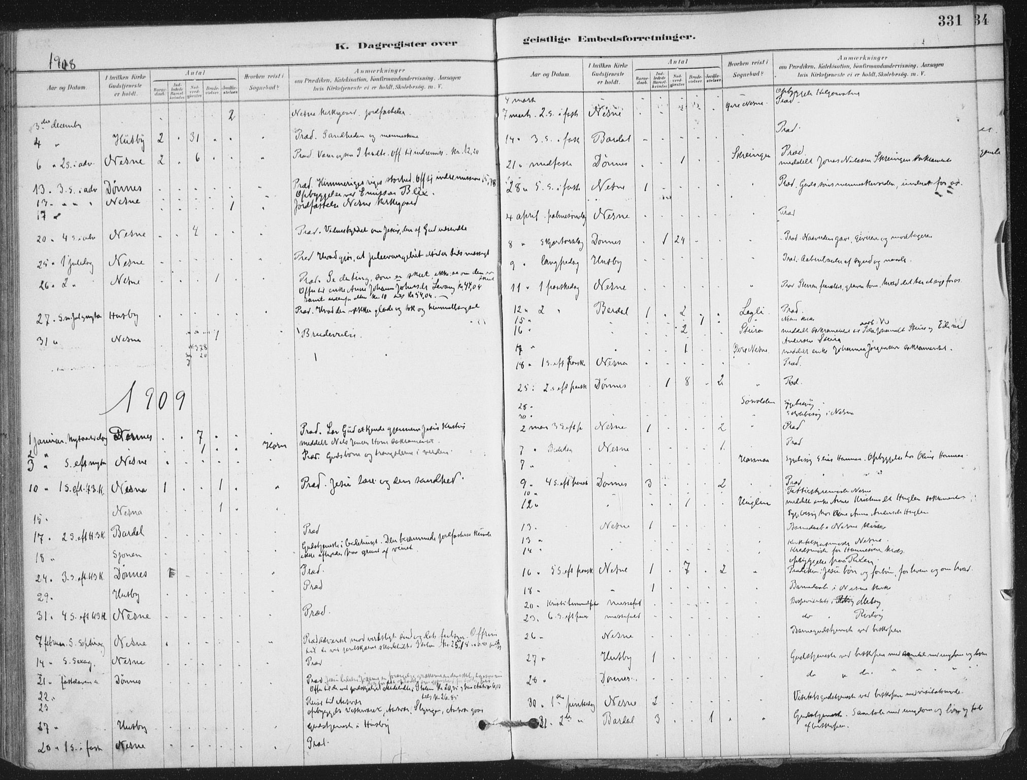 Ministerialprotokoller, klokkerbøker og fødselsregistre - Nordland, SAT/A-1459/838/L0553: Parish register (official) no. 838A11, 1880-1910, p. 331