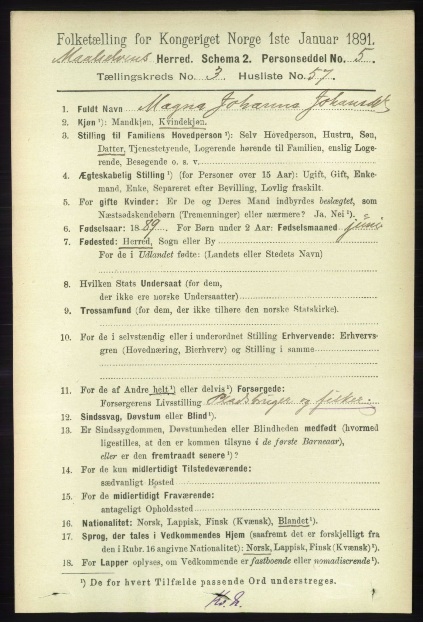 RA, 1891 census for 1924 Målselv, 1891, p. 992