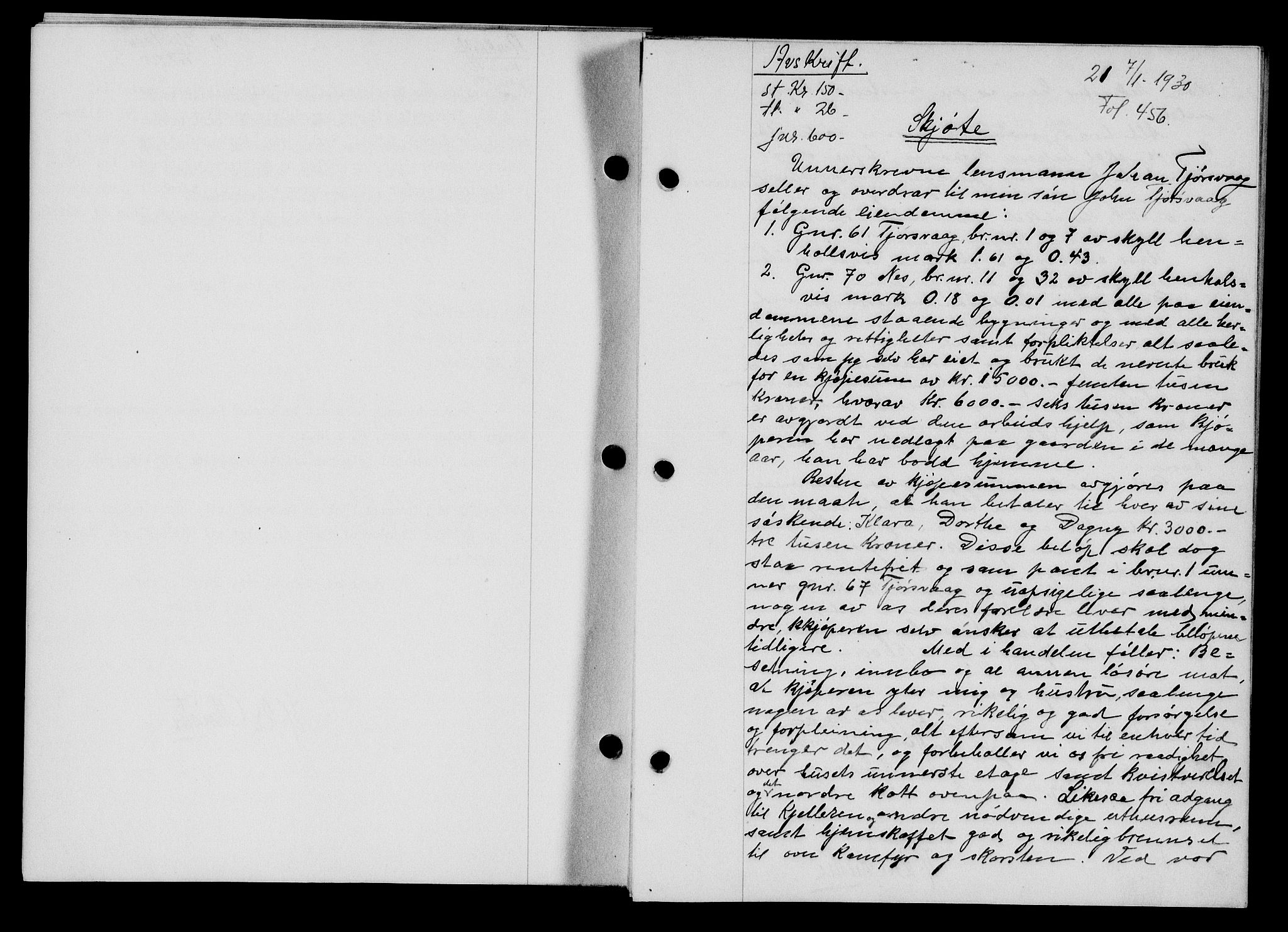 Flekkefjord sorenskriveri, AV/SAK-1221-0001/G/Gb/Gba/L0045: Mortgage book no. 43, 1929-1930, Deed date: 07.01.1930