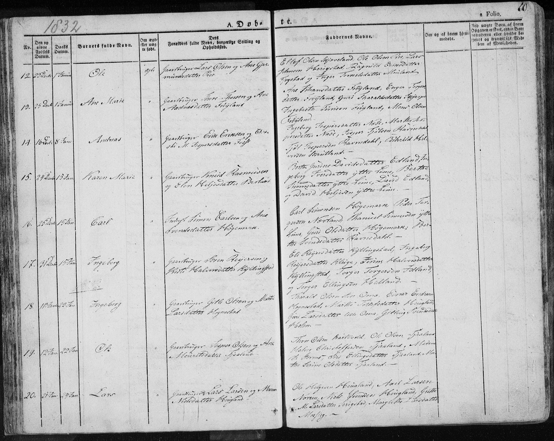 Lye sokneprestkontor, AV/SAST-A-101794/001/30BA/L0004: Parish register (official) no. A 4, 1826-1841, p. 60