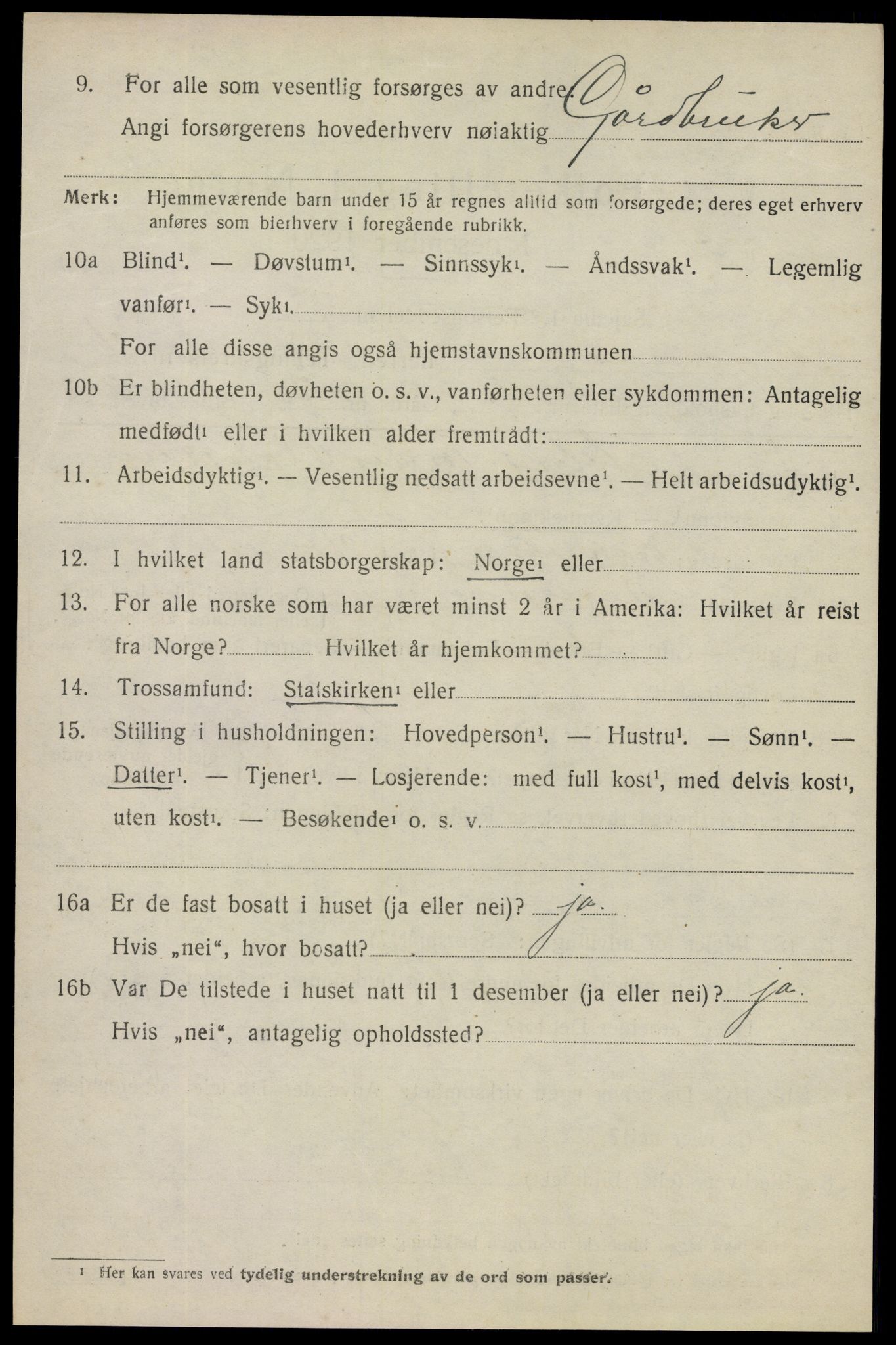 SAO, 1920 census for Degernes, 1920, p. 2731