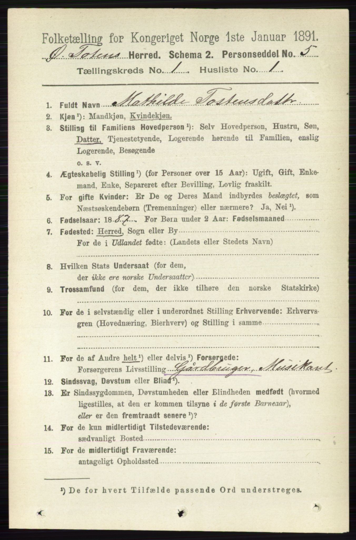 RA, 1891 census for 0528 Østre Toten, 1891, p. 147