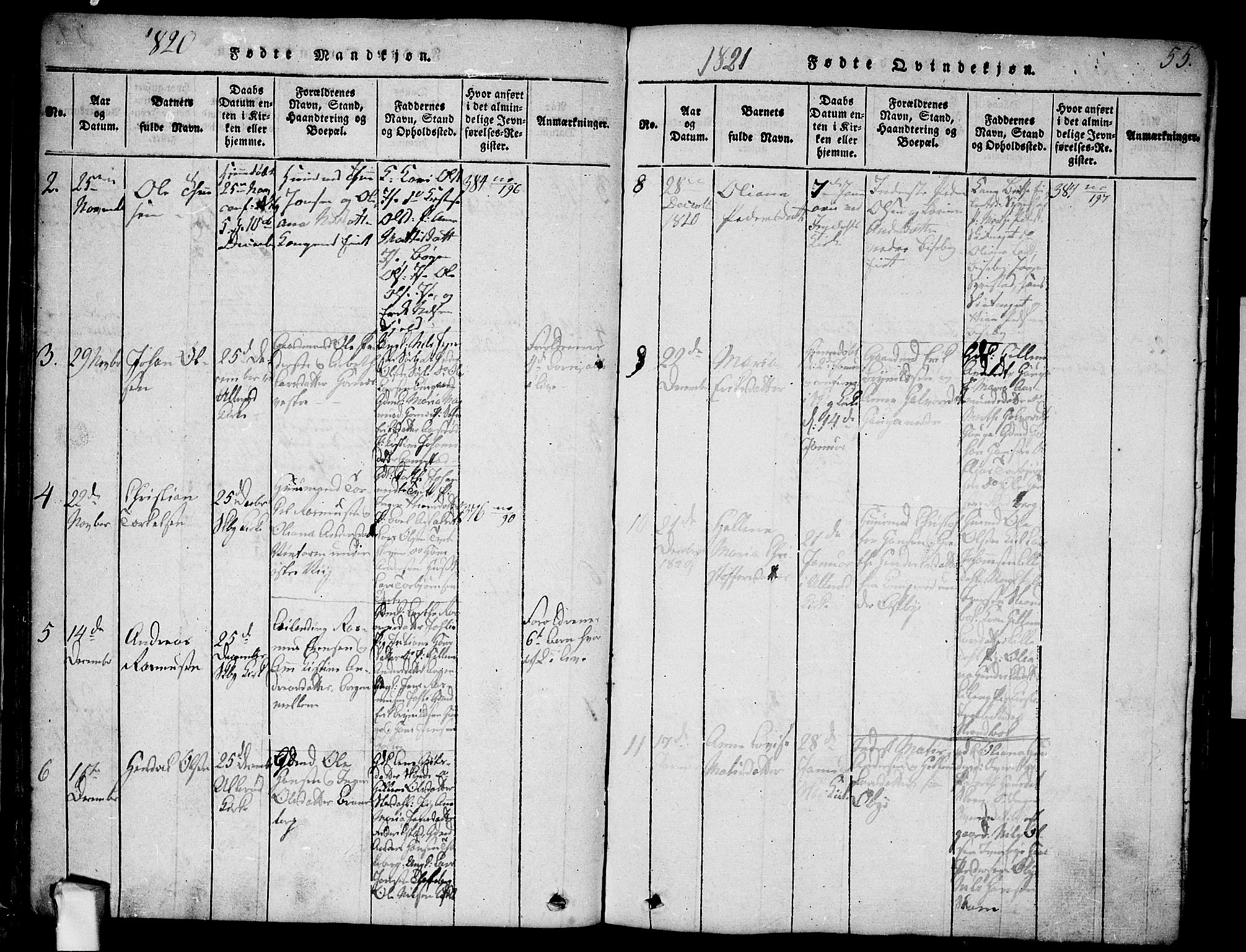 Skjeberg prestekontor Kirkebøker, AV/SAO-A-10923/F/Fa/L0004: Parish register (official) no. I 4, 1815-1830, p. 55