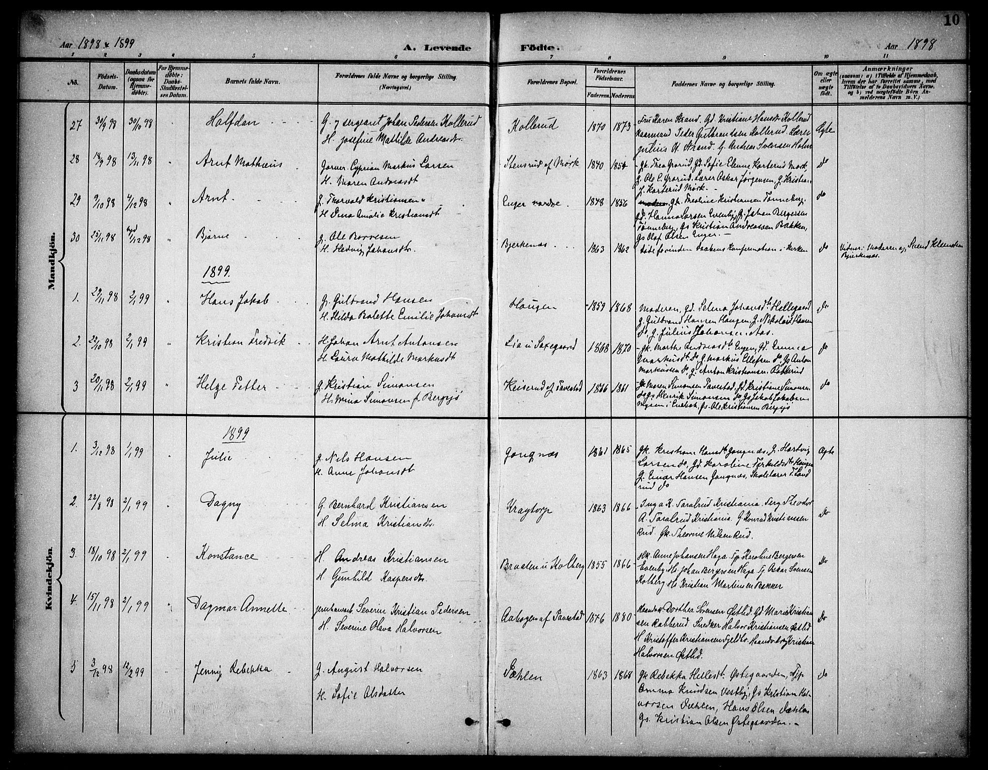 Høland prestekontor Kirkebøker, SAO/A-10346a/F/Fb/L0003: Parish register (official) no. II 3, 1897-1912, p. 10