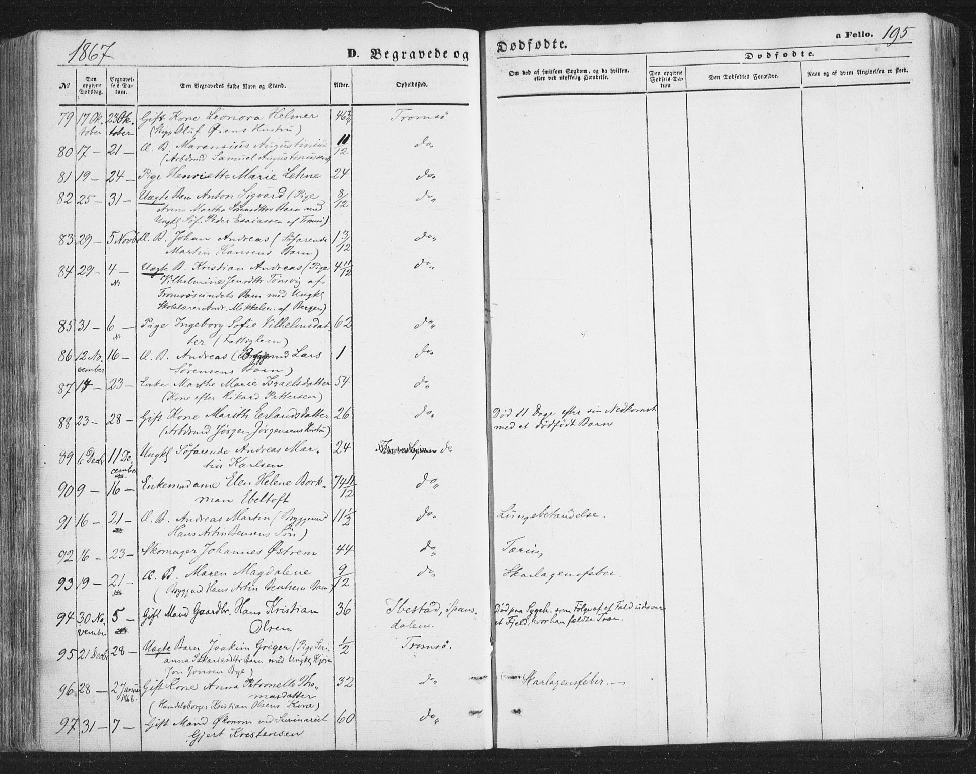 Tromsø sokneprestkontor/stiftsprosti/domprosti, SATØ/S-1343/G/Ga/L0012kirke: Parish register (official) no. 12, 1865-1871, p. 195