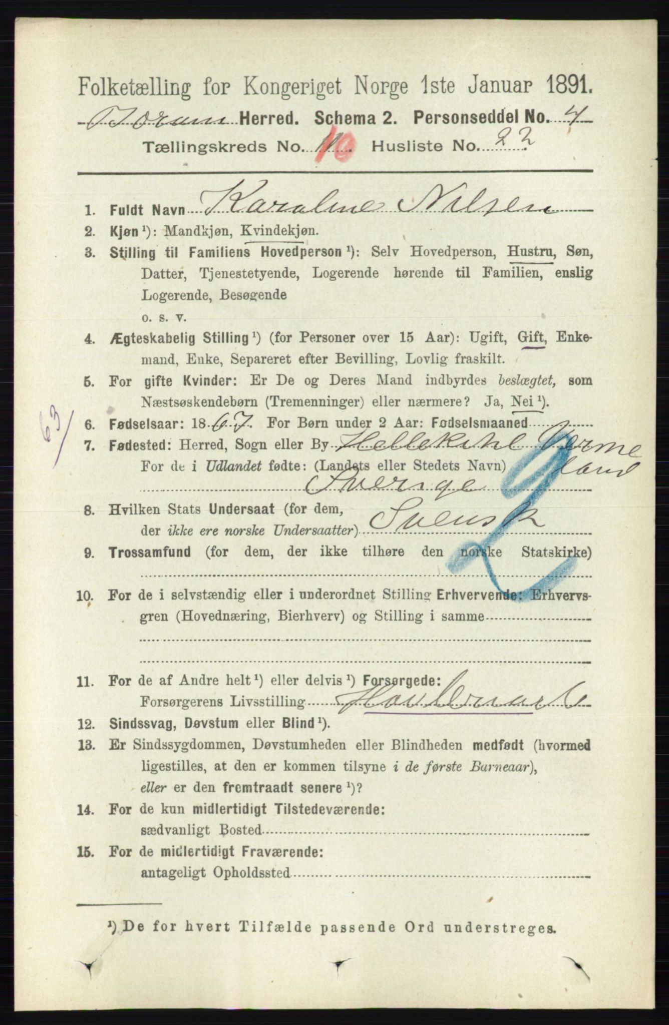 RA, 1891 census for 0219 Bærum, 1891, p. 6750