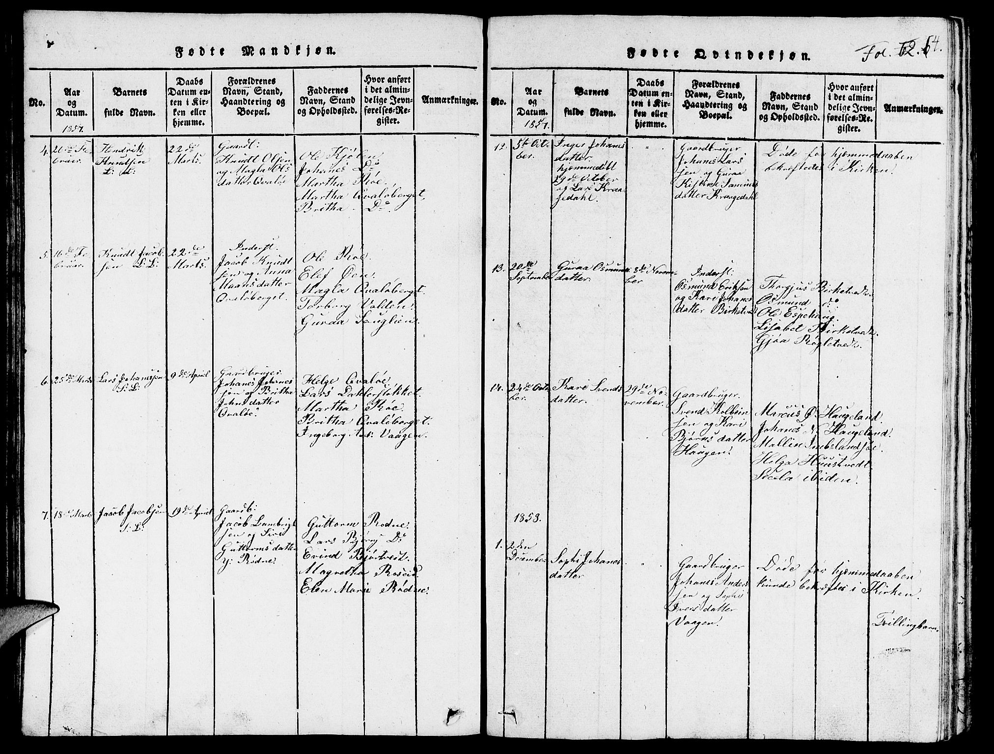 Vikedal sokneprestkontor, SAST/A-101840/01/V: Parish register (copy) no. B 3, 1816-1867, p. 64