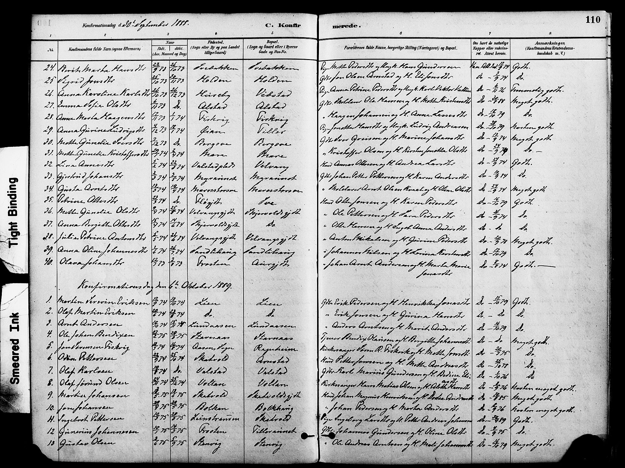 Ministerialprotokoller, klokkerbøker og fødselsregistre - Nord-Trøndelag, SAT/A-1458/712/L0100: Parish register (official) no. 712A01, 1880-1900, p. 110