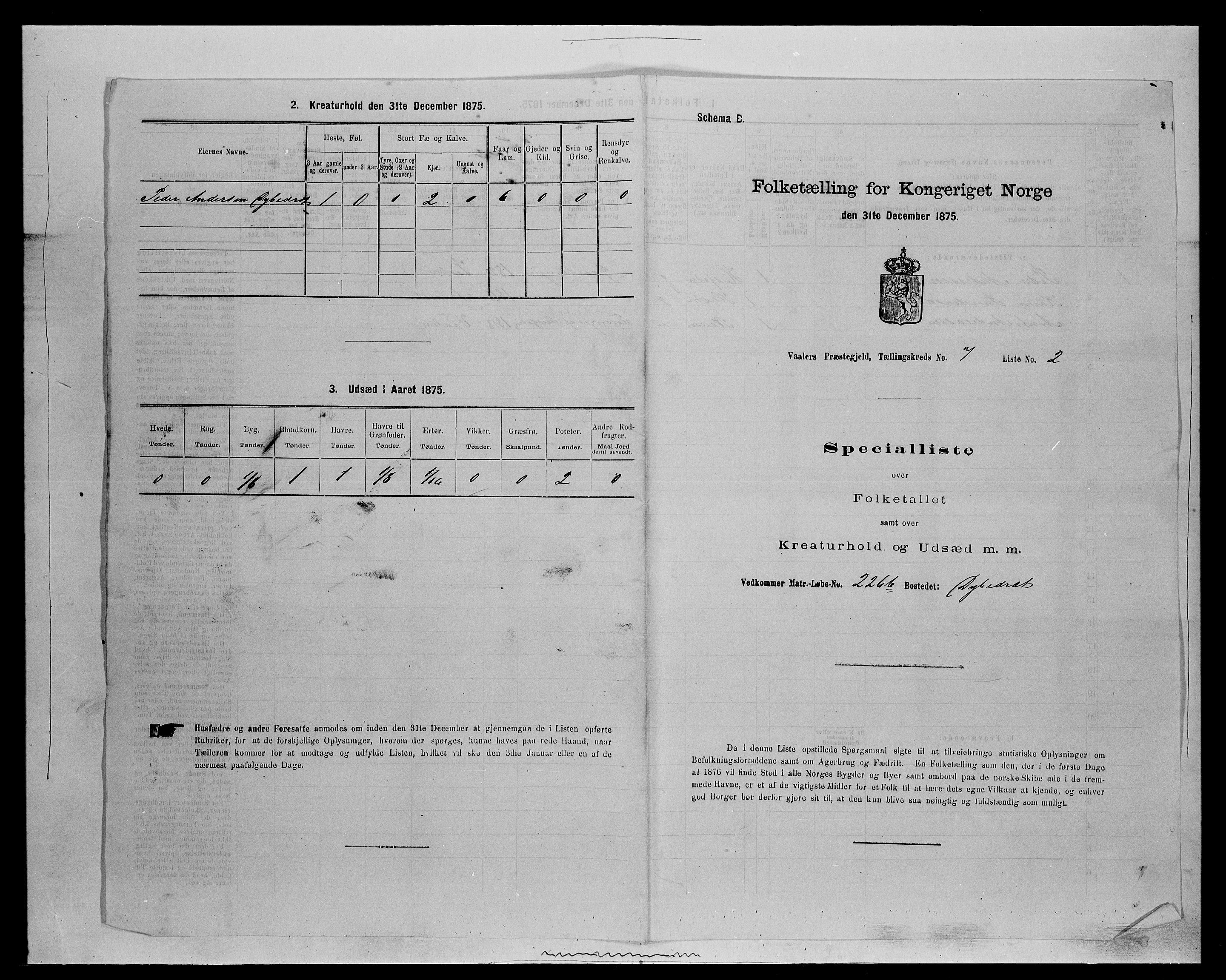 SAH, 1875 census for 0426P Våler parish (Hedmark), 1875, p. 882