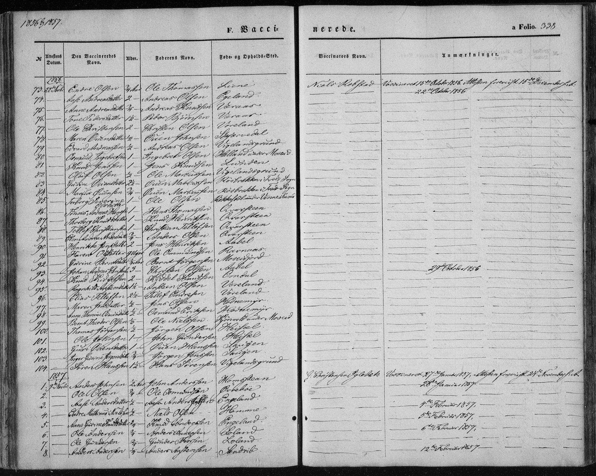 Vennesla sokneprestkontor, AV/SAK-1111-0045/Fa/Fac/L0007: Parish register (official) no. A 7, 1855-1873, p. 338