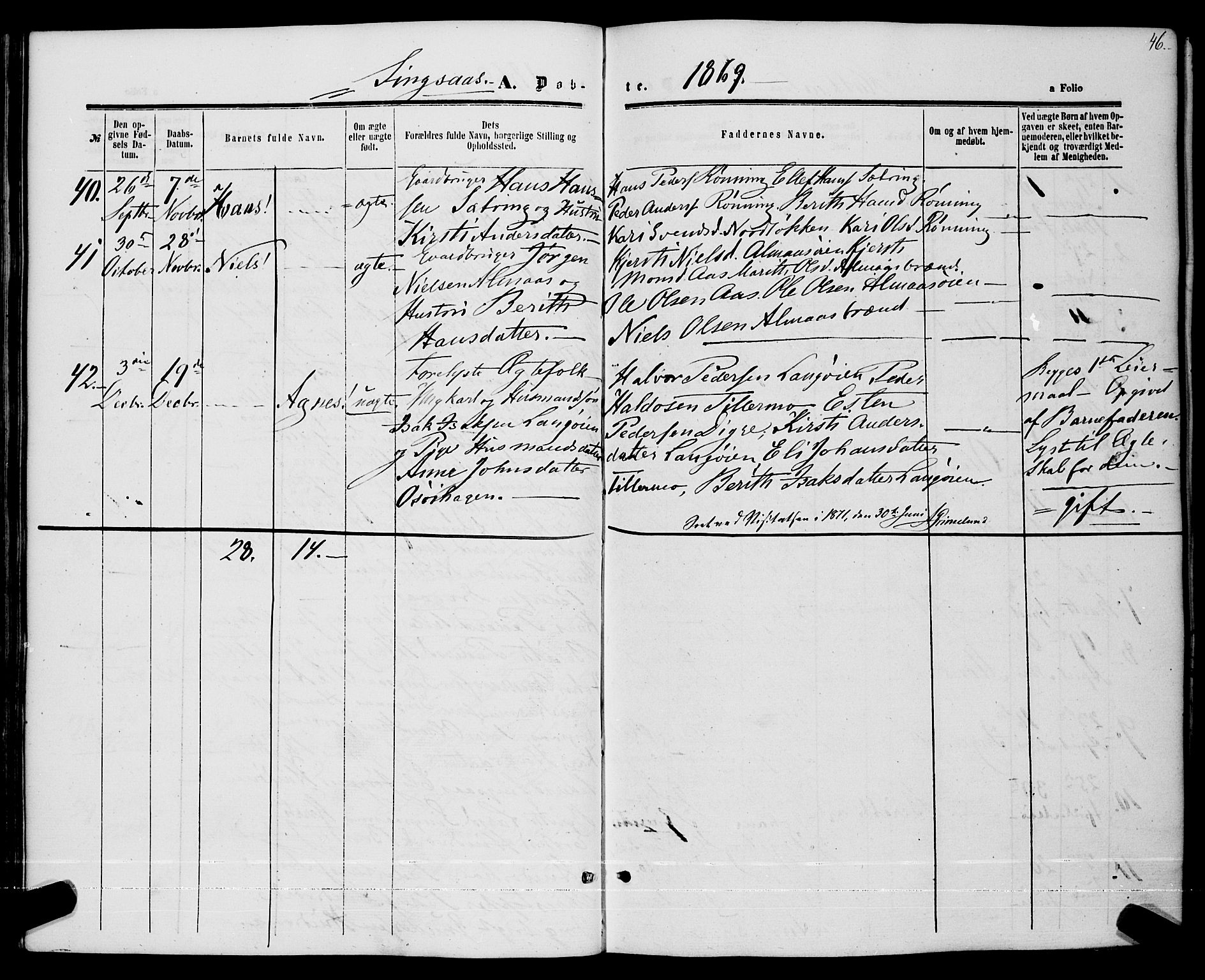 Ministerialprotokoller, klokkerbøker og fødselsregistre - Sør-Trøndelag, SAT/A-1456/685/L0967: Parish register (official) no. 685A07 /2, 1860-1869, p. 46