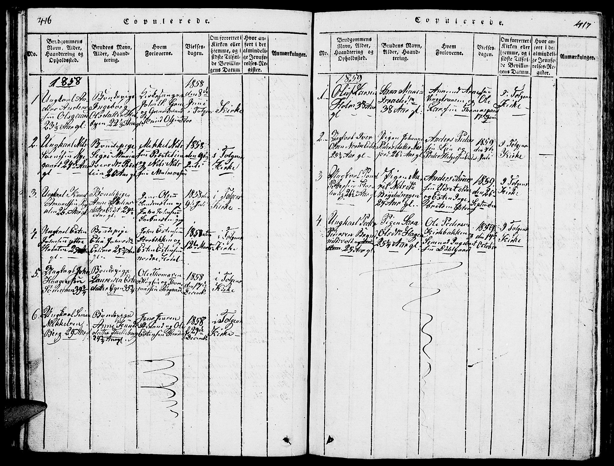 Tolga prestekontor, AV/SAH-PREST-062/L/L0001: Parish register (copy) no. 1, 1814-1877, p. 416-417