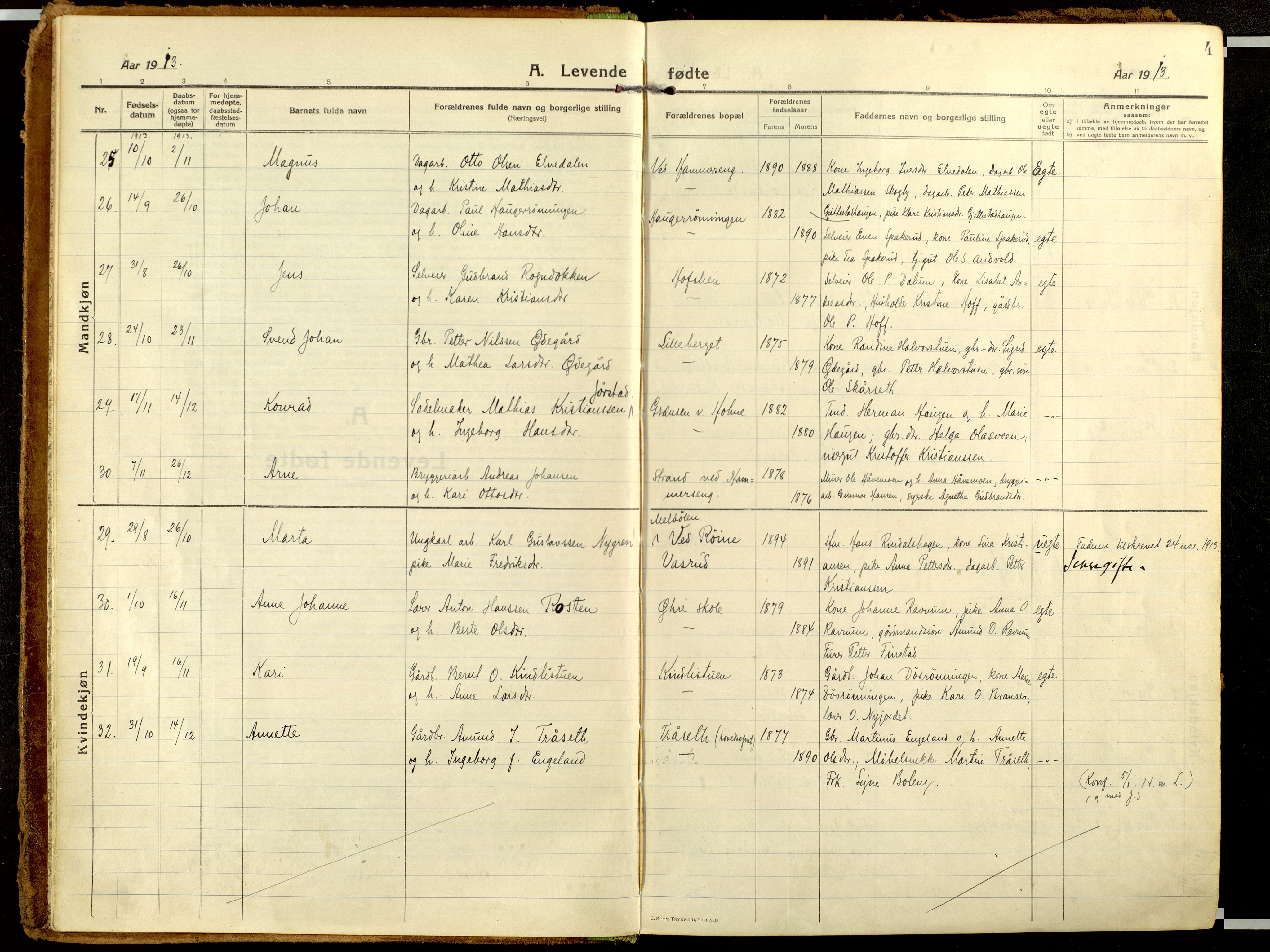 Fåberg prestekontor, AV/SAH-PREST-086/H/Ha/Haa/L0013: Parish register (official) no. 13, 1913-1928, p. 4
