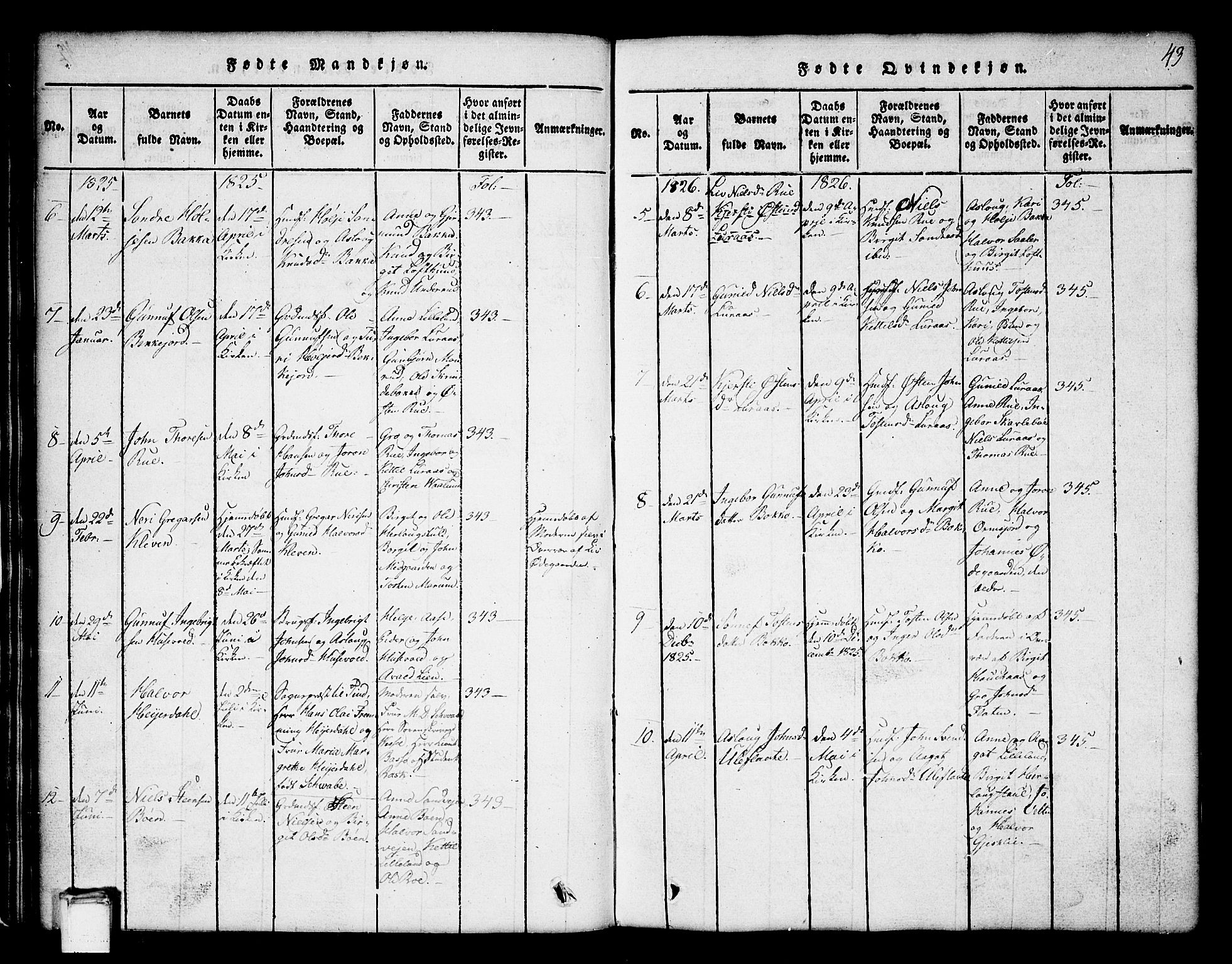 Tinn kirkebøker, SAKO/A-308/G/Ga/L0001: Parish register (copy) no. I 1, 1815-1850, p. 43