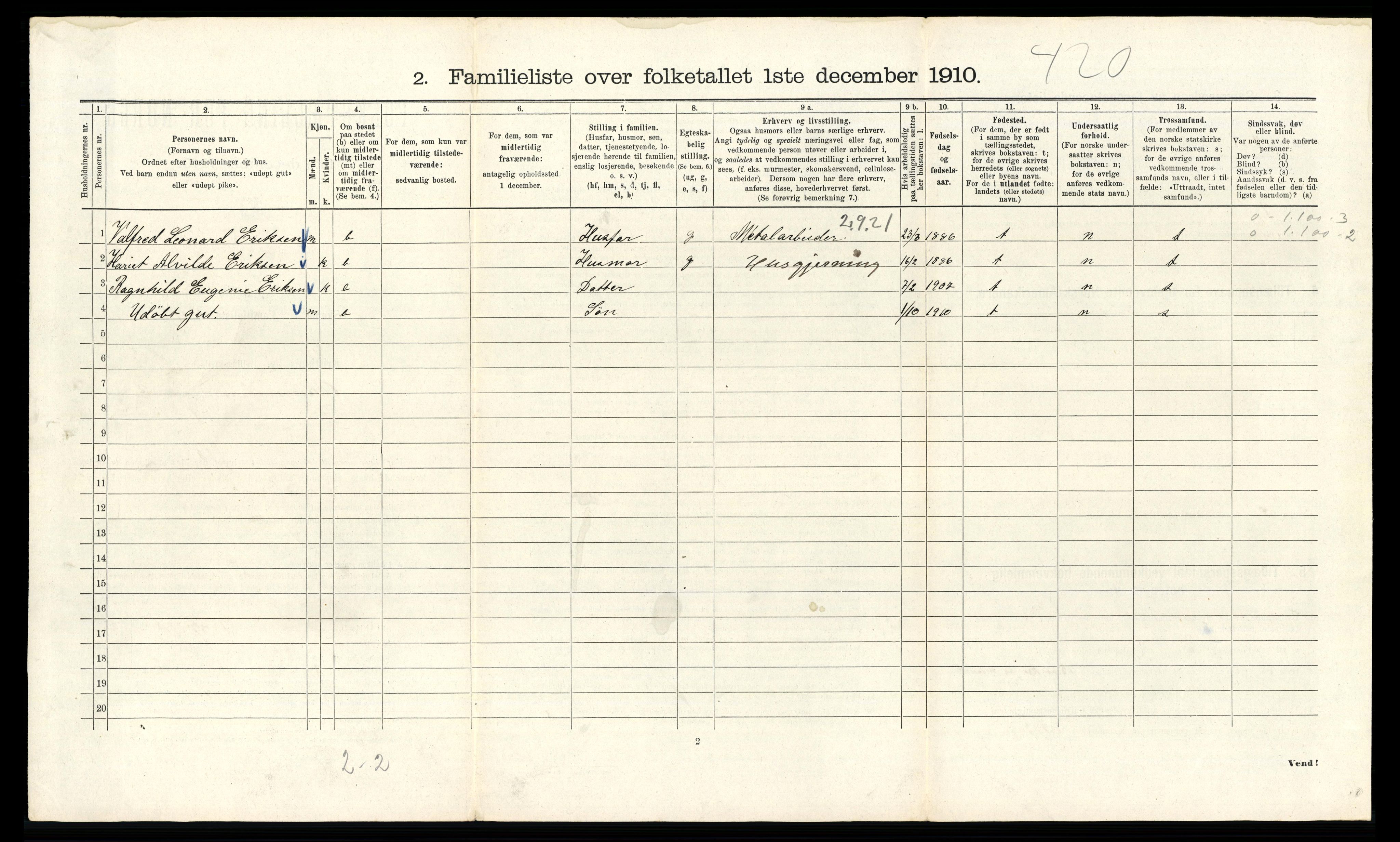 RA, 1910 census for Kristiania, 1910, p. 124200