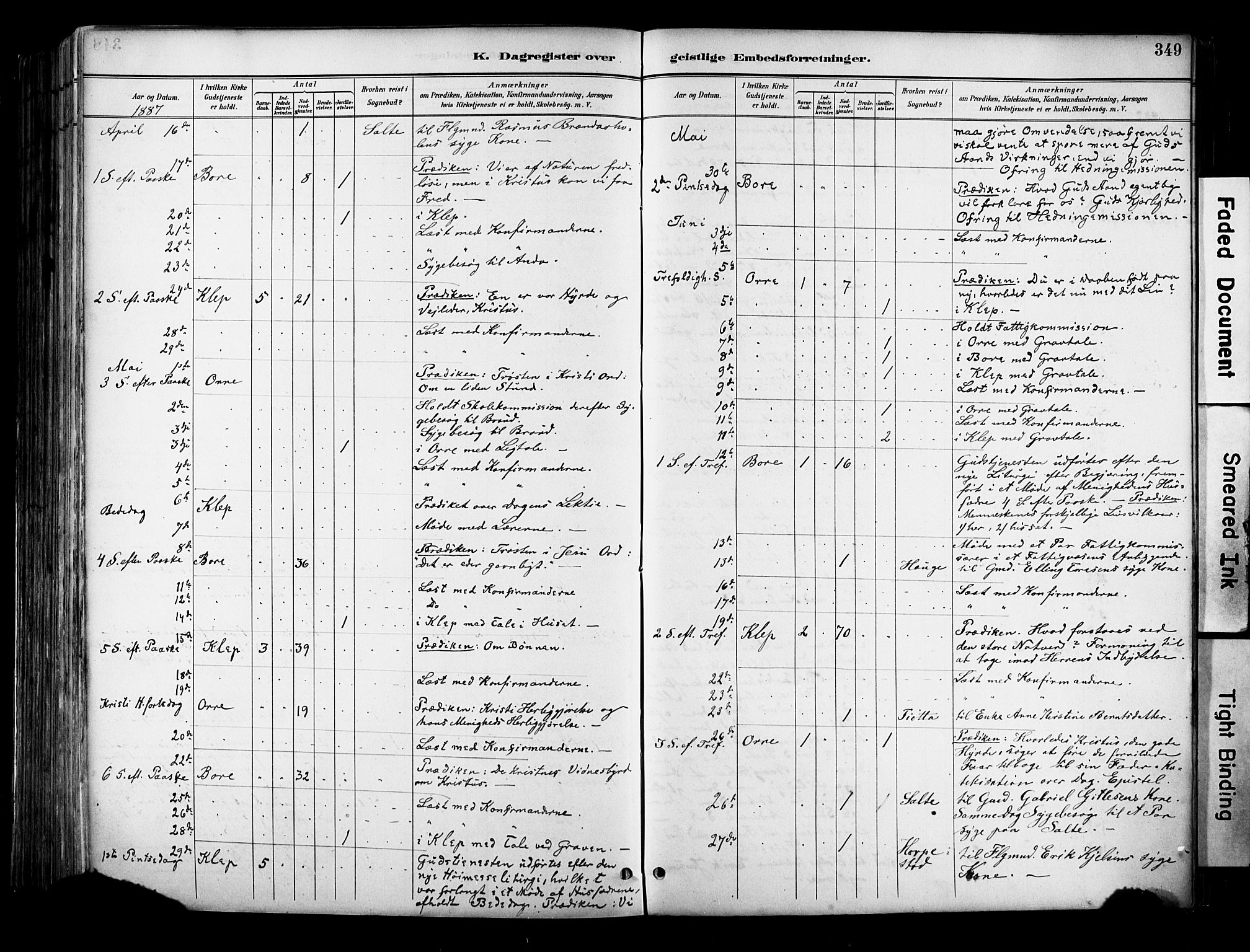 Klepp sokneprestkontor, AV/SAST-A-101803/001/3/30BA/L0009: Parish register (official) no. A 7, 1886-1915, p. 349