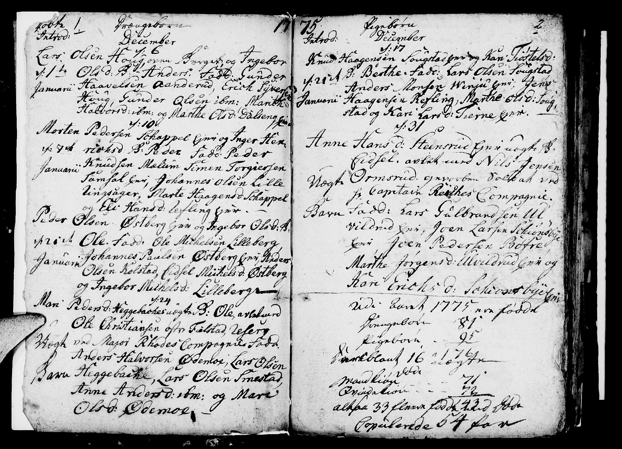 Ringsaker prestekontor, SAH/PREST-014/I/Ia/L0005/0002: Parish register draft no. 1B, 1775-1779, p. 1-2