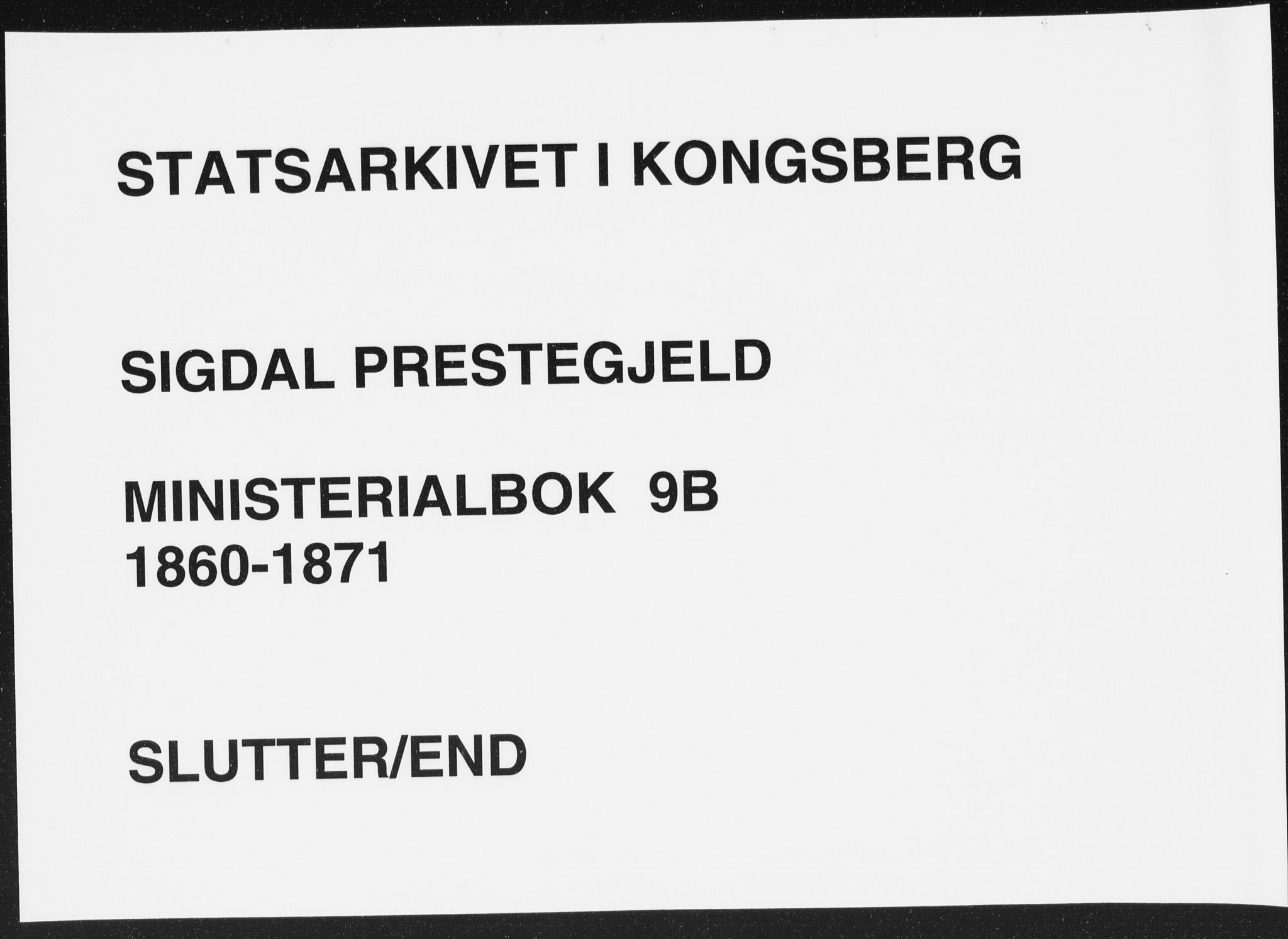 Sigdal kirkebøker, AV/SAKO-A-245/F/Fa/L0009b: Parish register (official) no. I 9B, 1860-1871