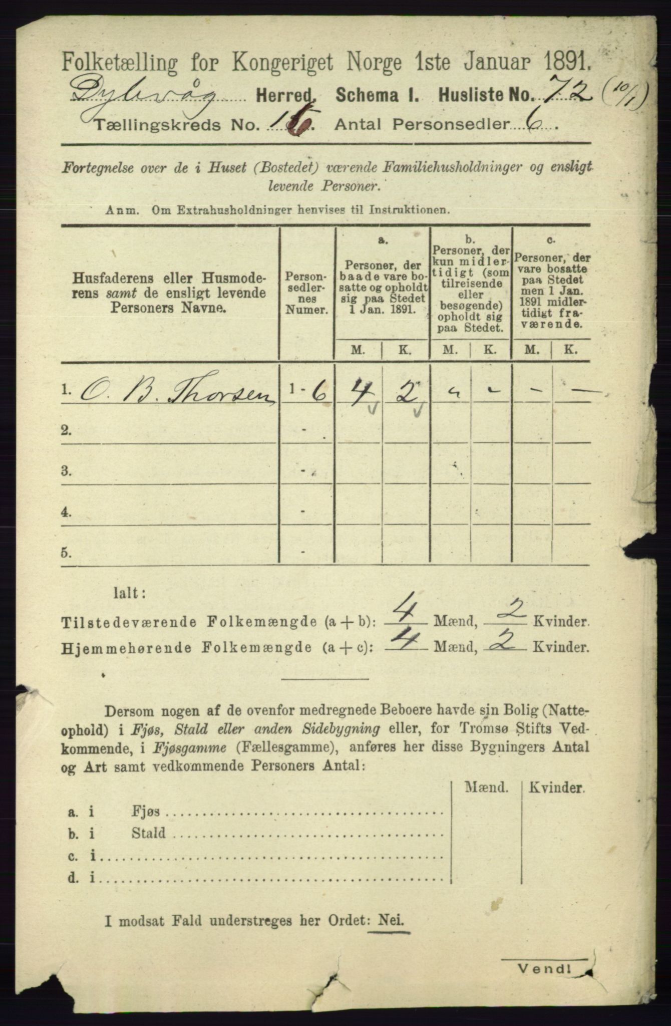 RA, 1891 census for 0915 Dypvåg, 1891, p. 6396