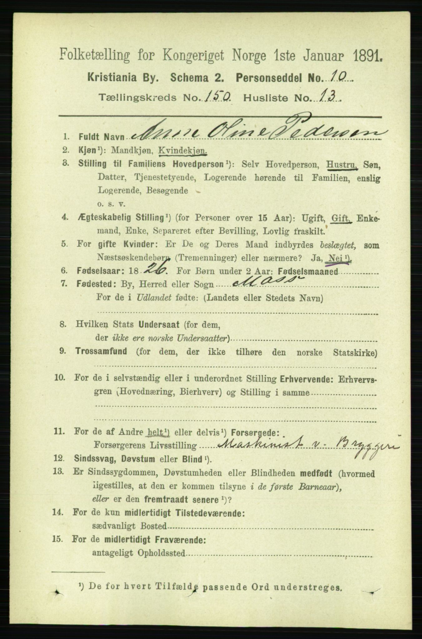 RA, 1891 census for 0301 Kristiania, 1891, p. 84057
