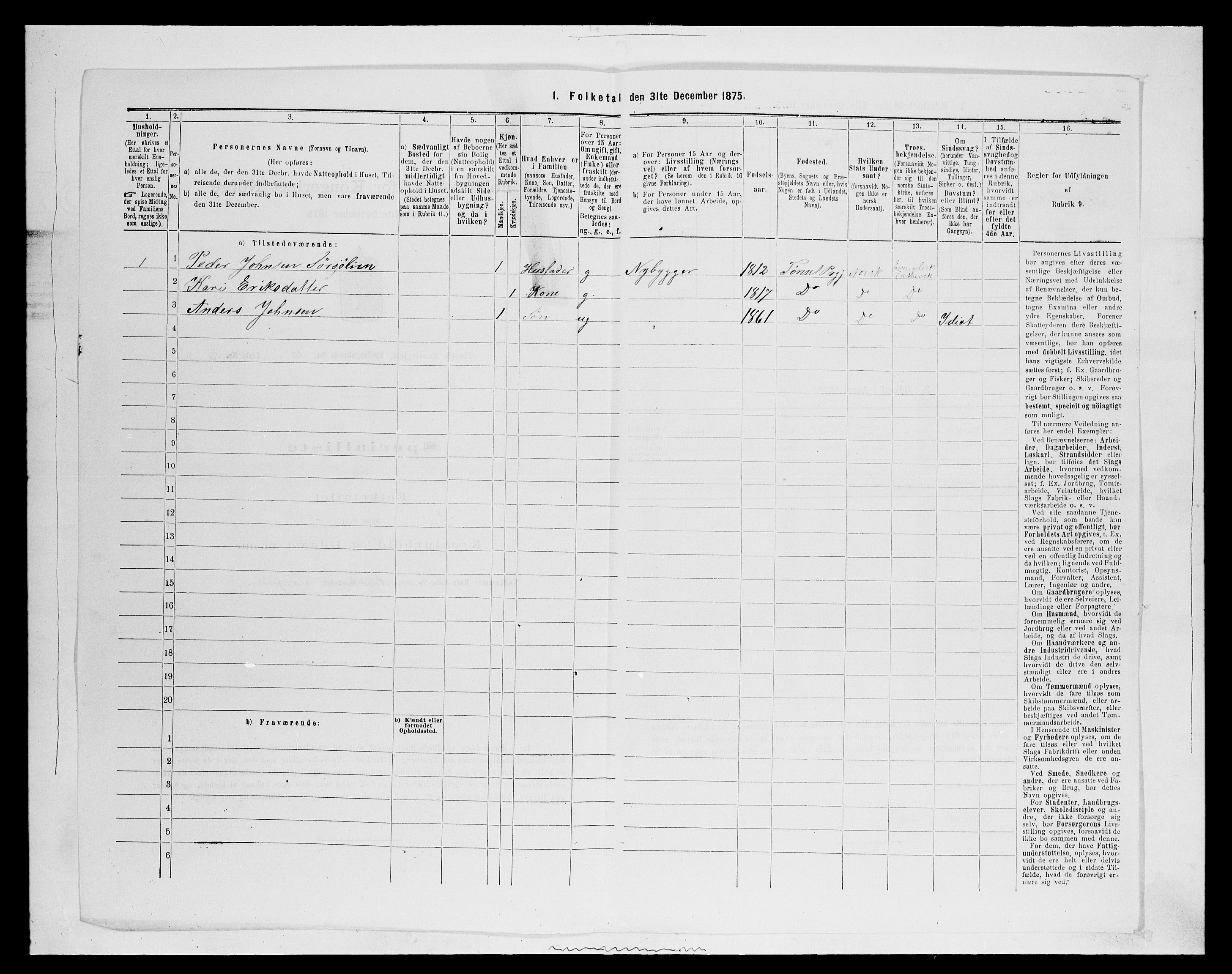 SAH, 1875 census for 0437P Tynset, 1875, p. 995