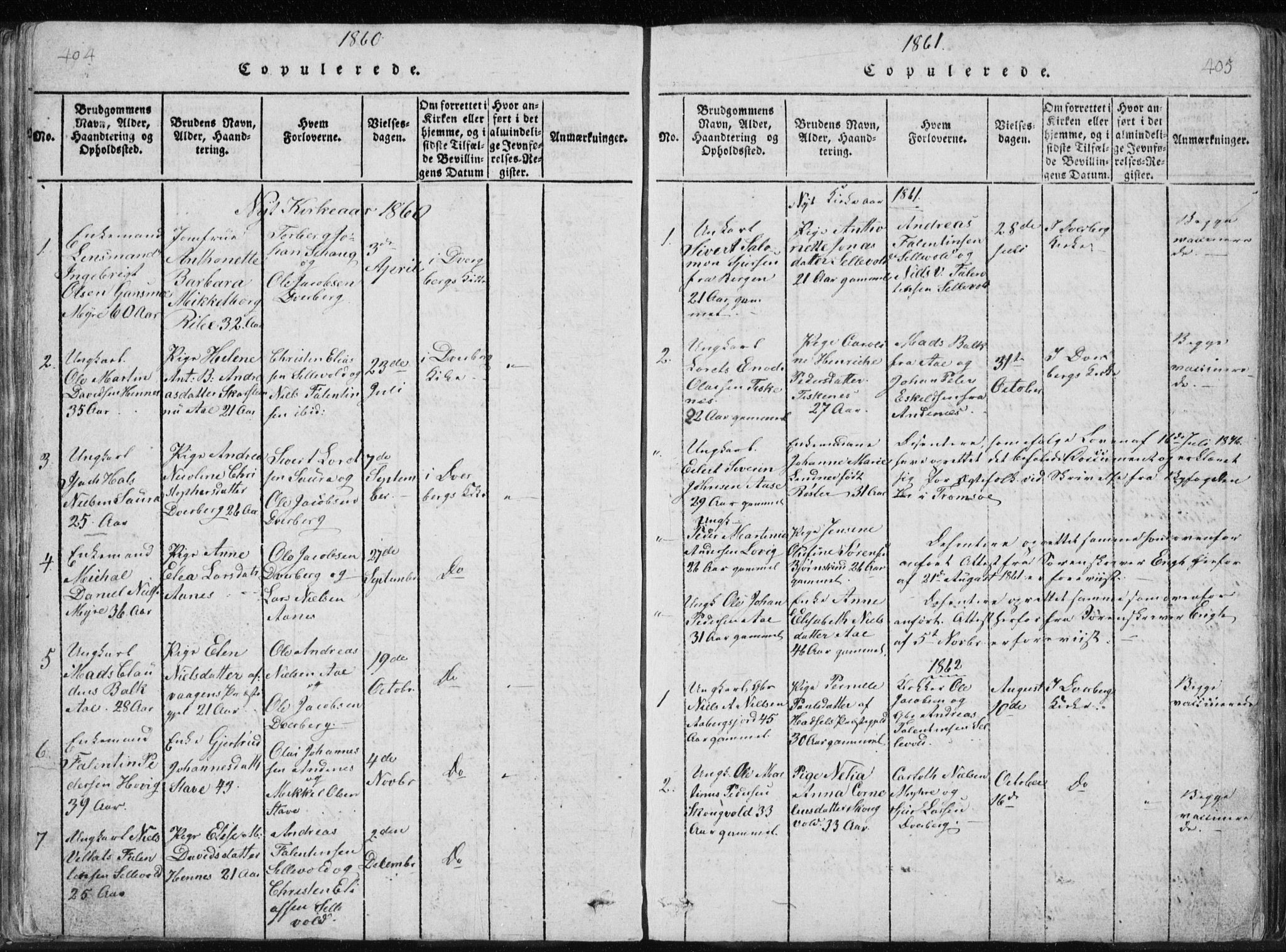 Ministerialprotokoller, klokkerbøker og fødselsregistre - Nordland, AV/SAT-A-1459/897/L1411: Parish register (copy) no. 897C01, 1820-1866, p. 404-405