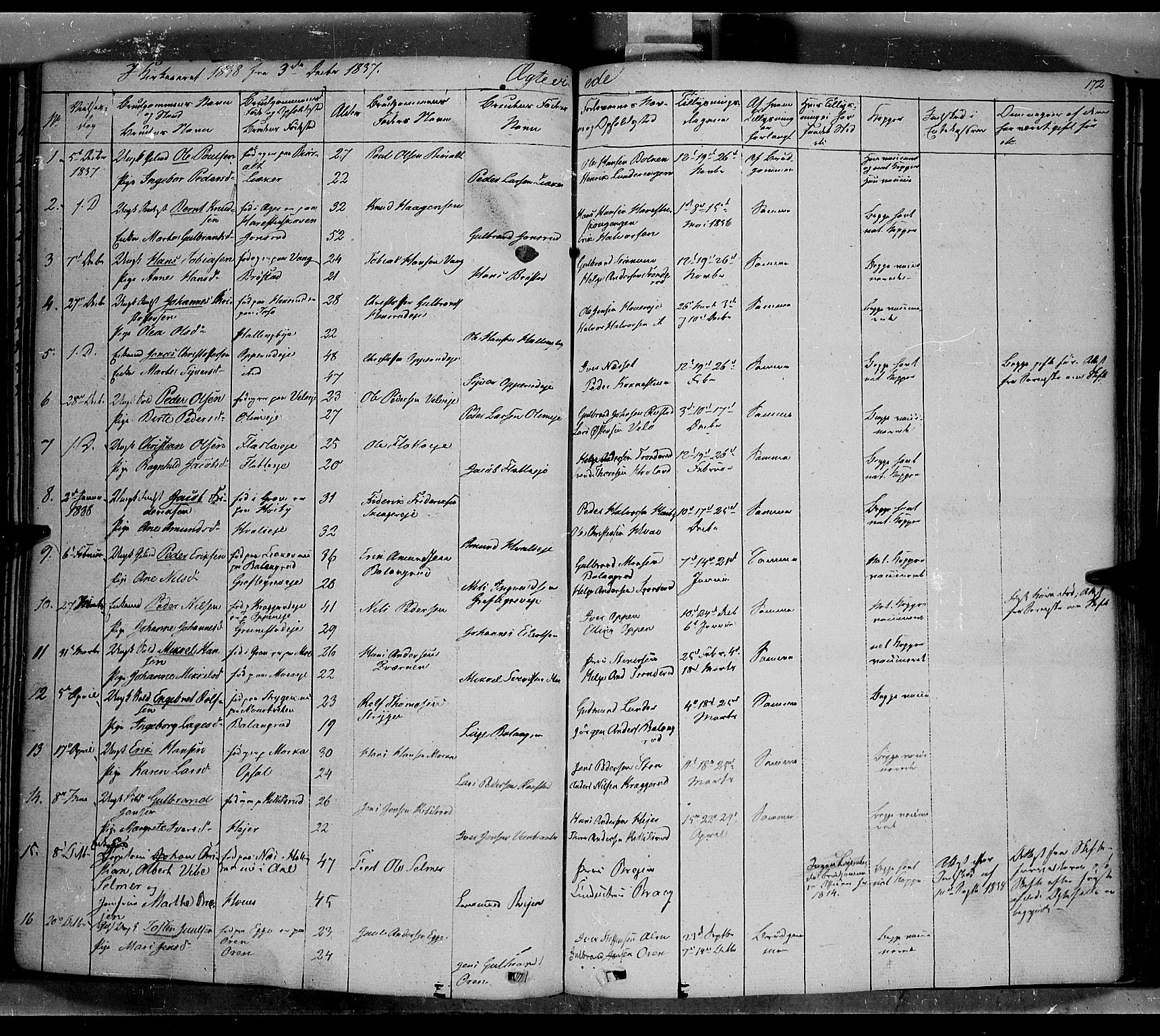 Jevnaker prestekontor, SAH/PREST-116/H/Ha/Haa/L0006: Parish register (official) no. 6, 1837-1857, p. 172