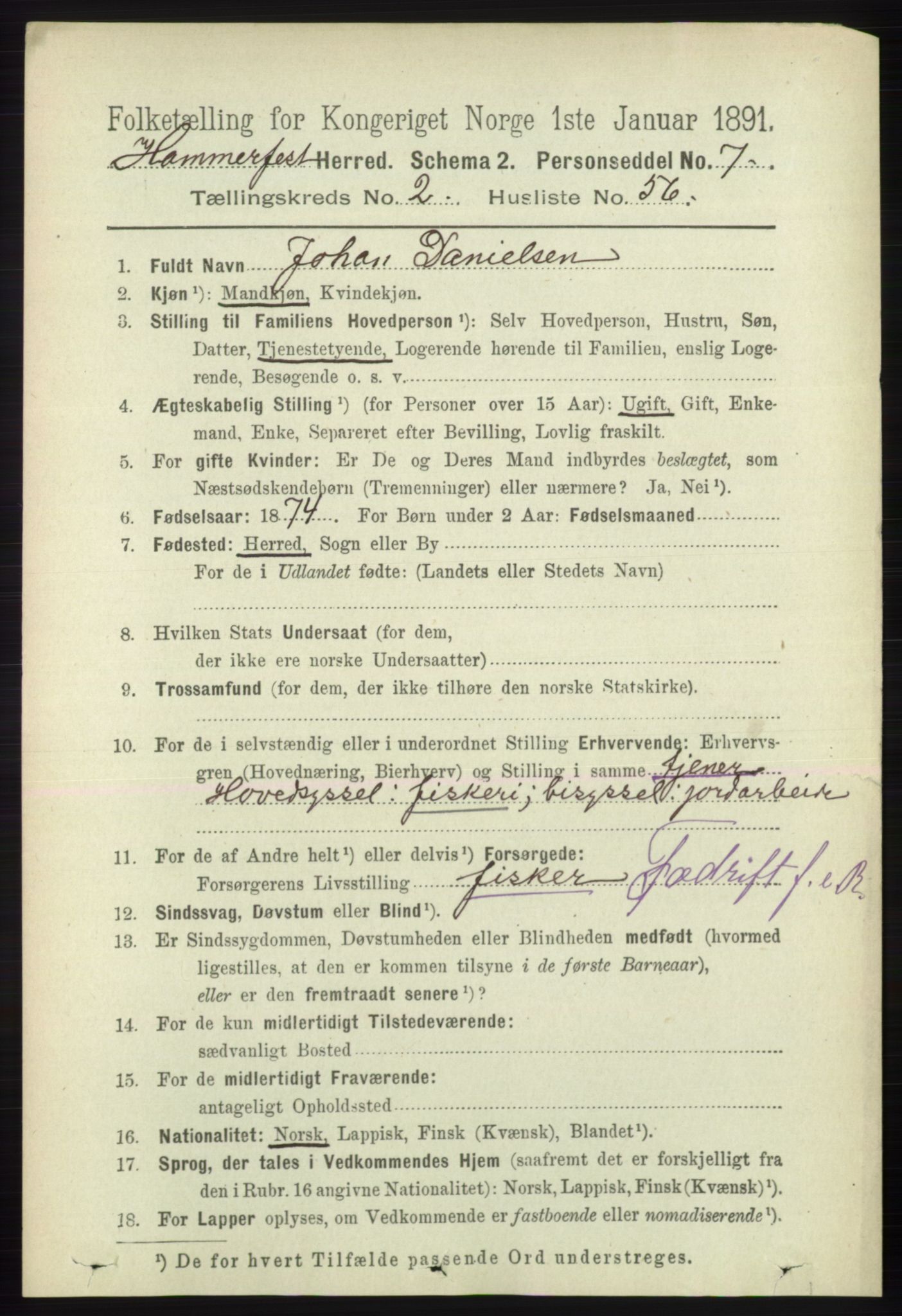 RA, 1891 census for 2016 Hammerfest, 1891, p. 977