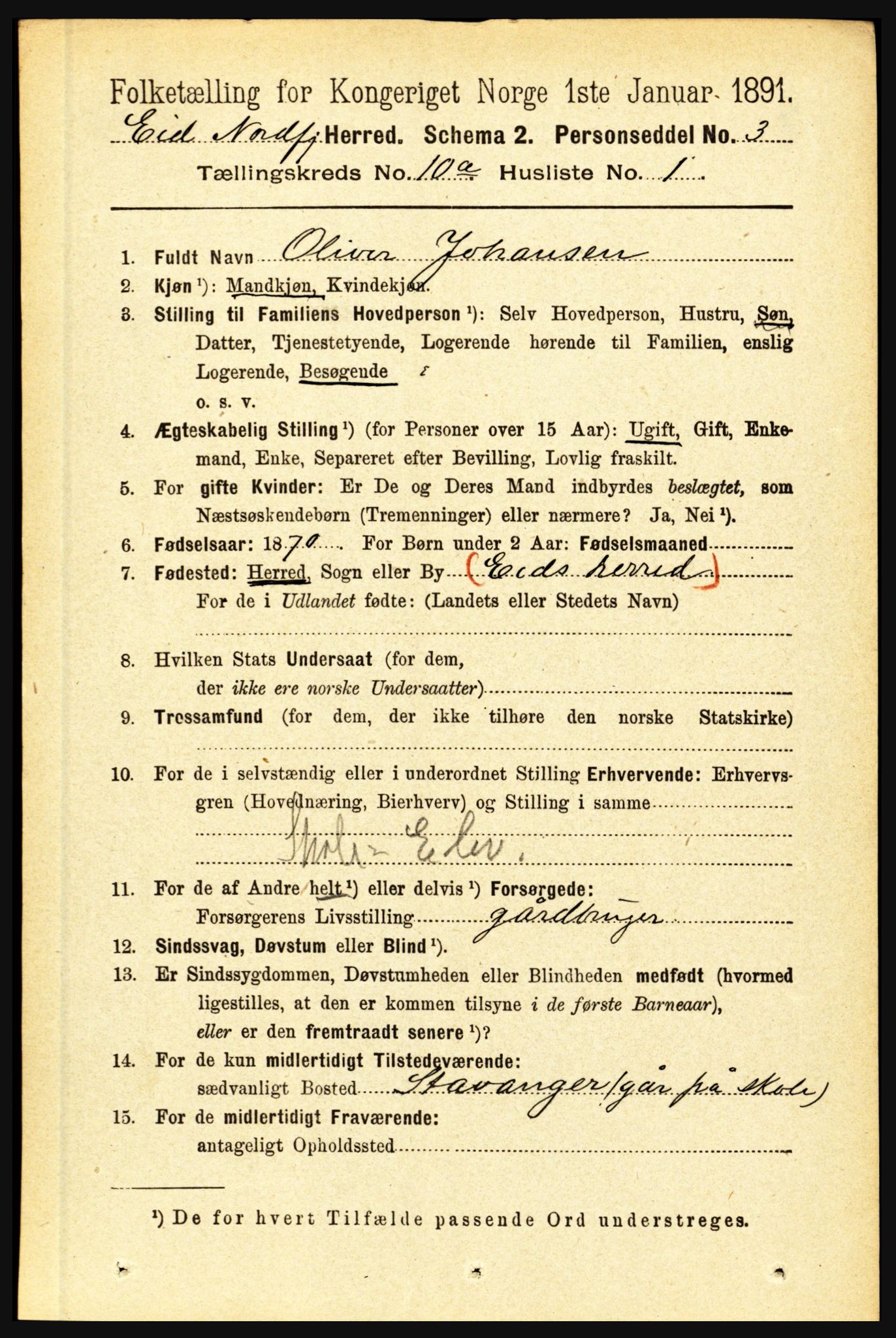 RA, 1891 census for 1443 Eid, 1891, p. 2825