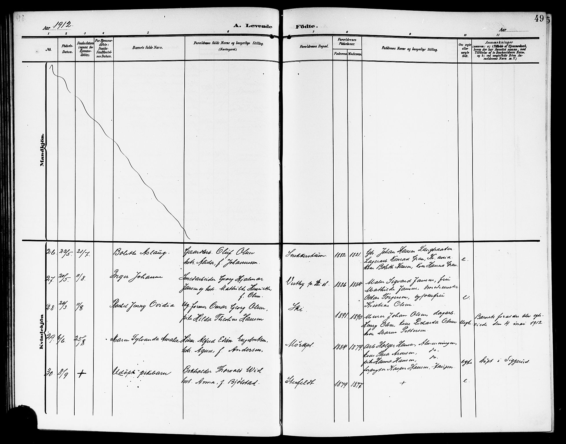 Kråkstad prestekontor Kirkebøker, AV/SAO-A-10125a/G/Gb/L0001: Parish register (copy) no. II 1, 1905-1920, p. 49