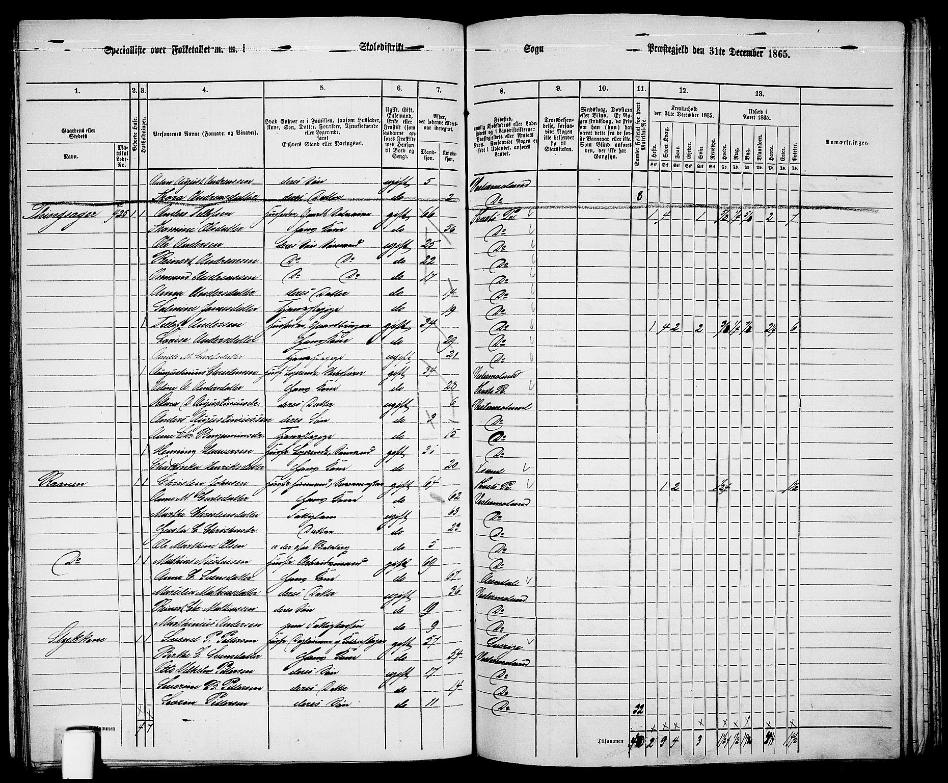 RA, 1865 census for Vestre Moland/Vestre Moland, 1865, p. 50