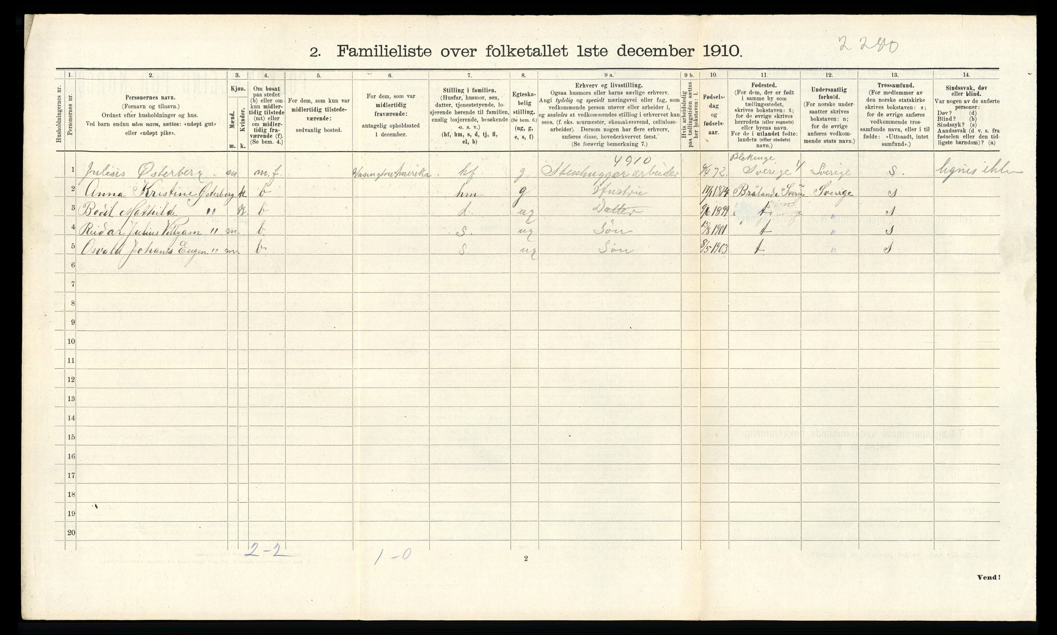 RA, 1910 census for Fredrikshald, 1910, p. 1407