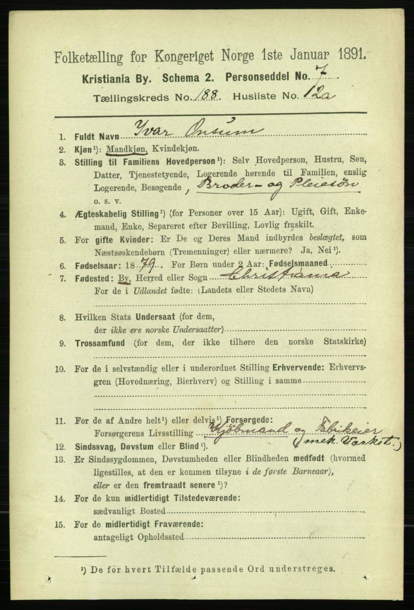 RA, 1891 census for 0301 Kristiania, 1891, p. 112797