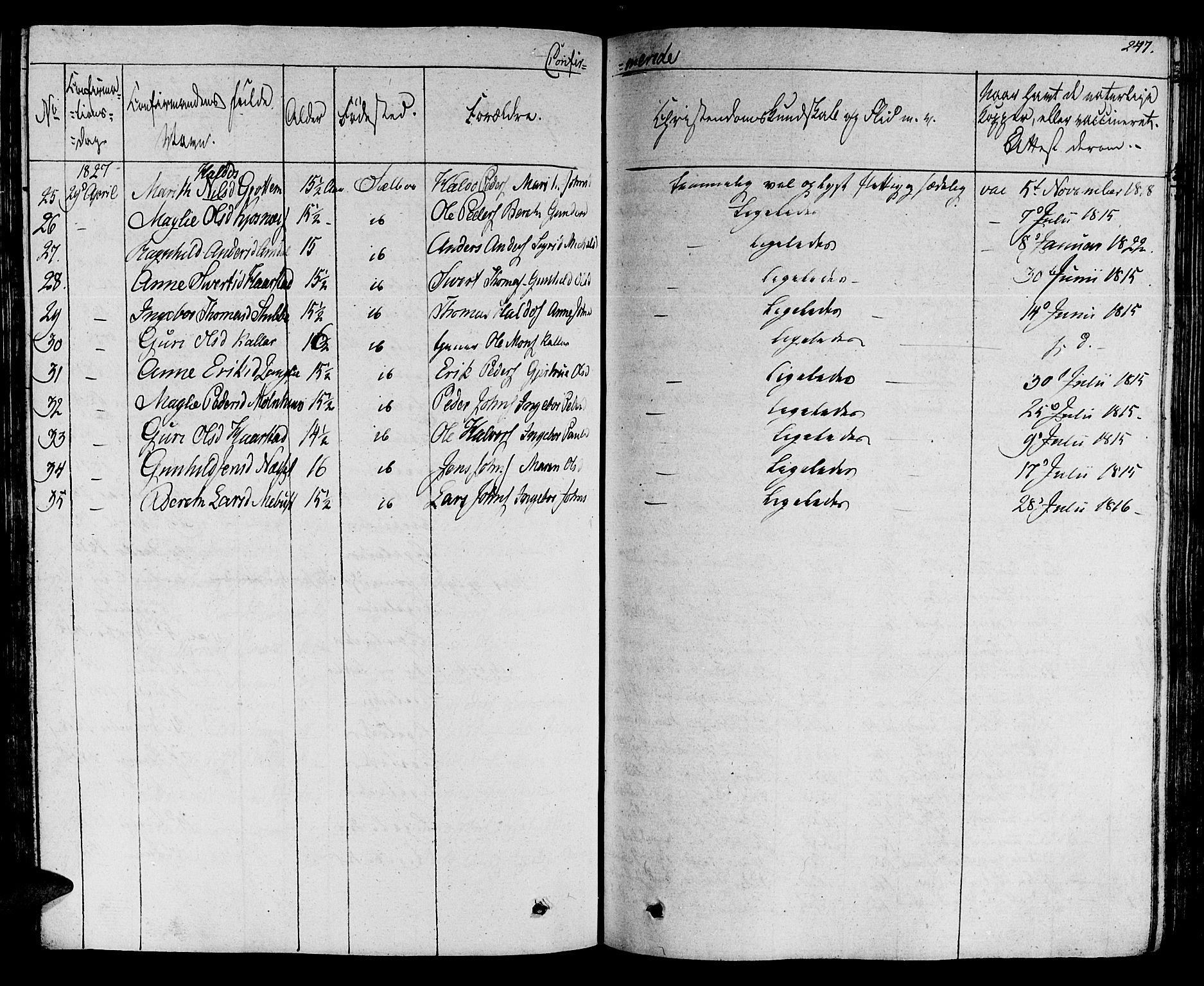 Ministerialprotokoller, klokkerbøker og fødselsregistre - Sør-Trøndelag, AV/SAT-A-1456/695/L1143: Parish register (official) no. 695A05 /1, 1824-1842, p. 247