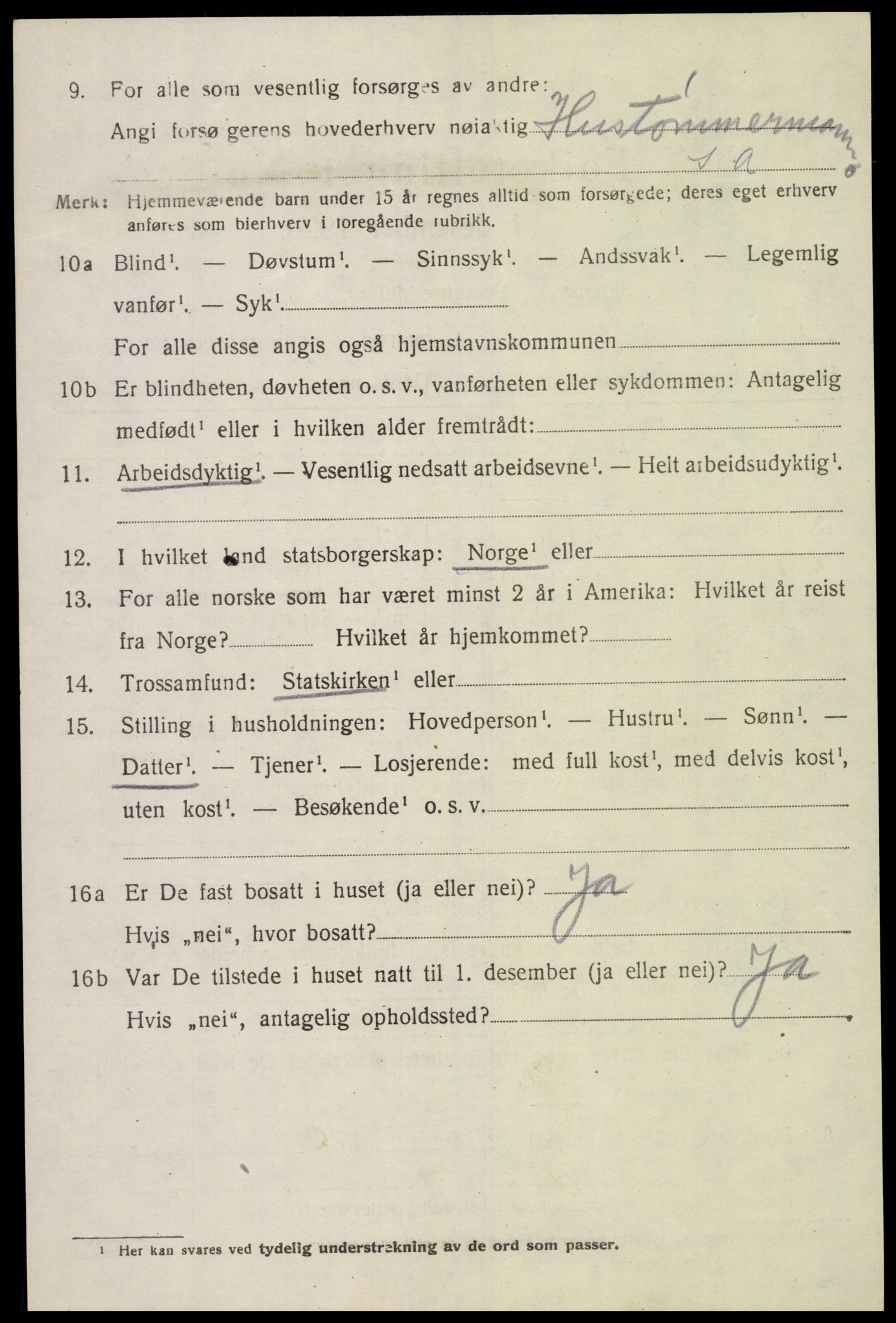 SAK, 1920 census for Sør-Audnedal, 1920, p. 2296