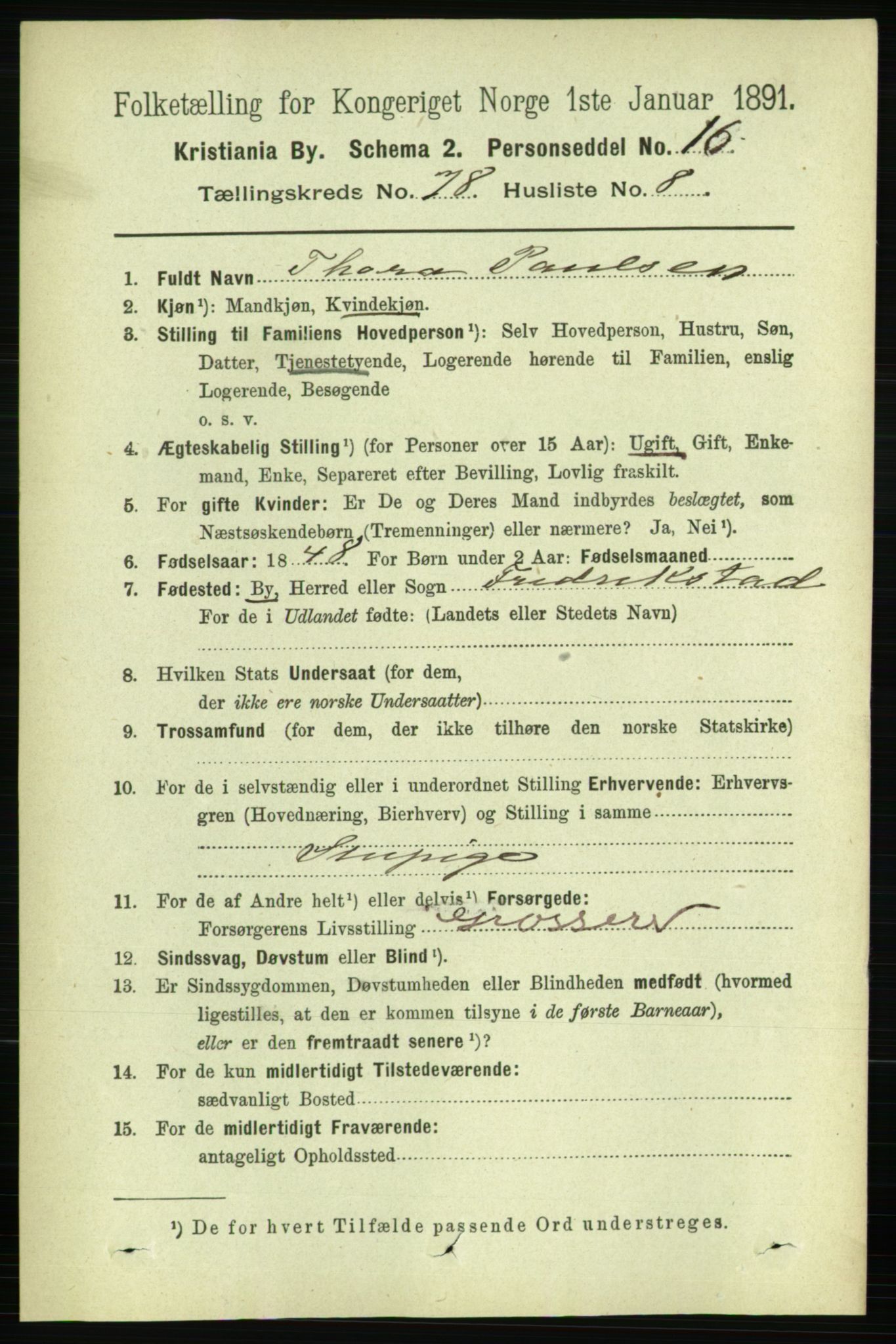 RA, 1891 census for 0301 Kristiania, 1891, p. 40998