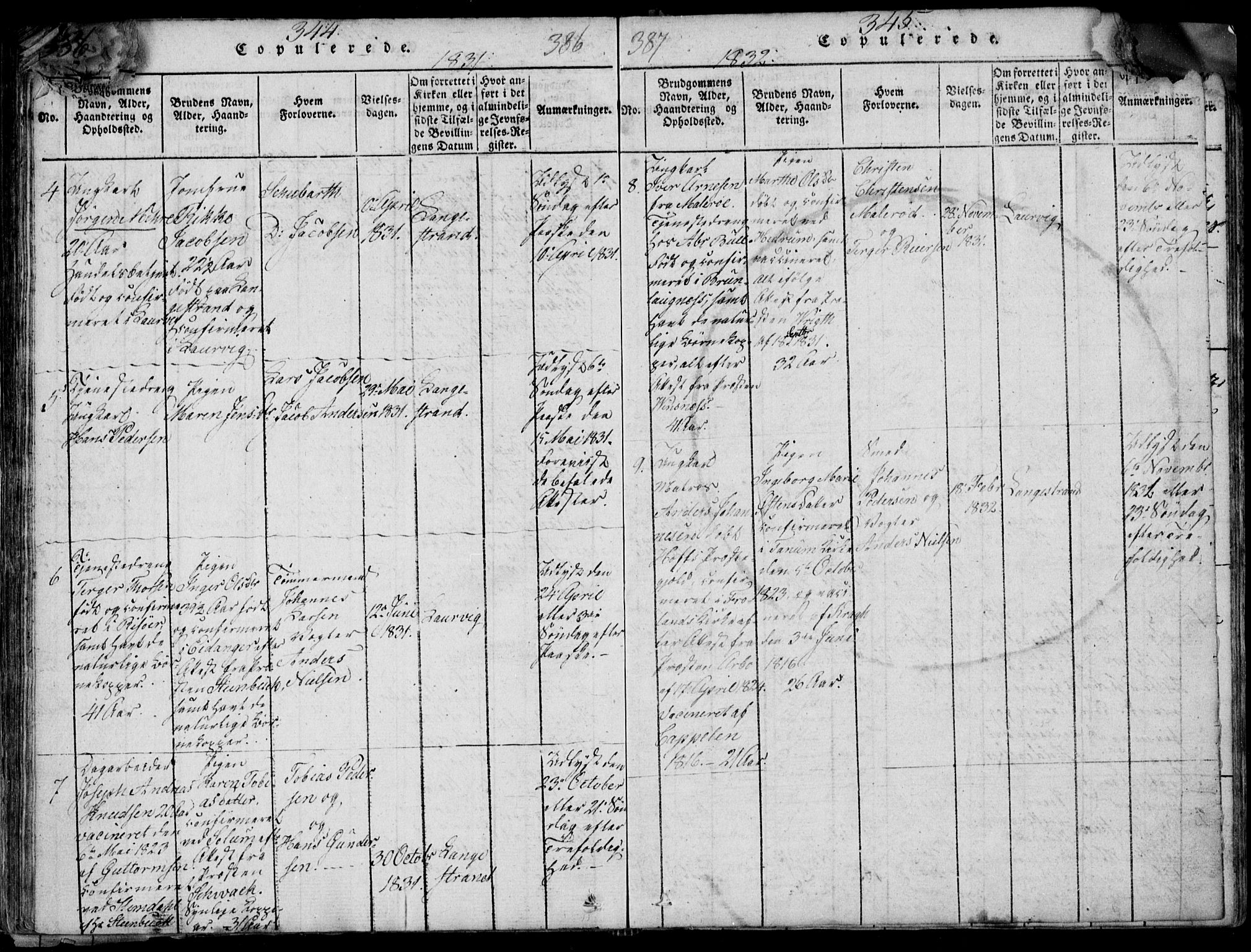 Larvik kirkebøker, SAKO/A-352/F/Fb/L0002: Parish register (official) no. II 2, 1818-1842, p. 344-345