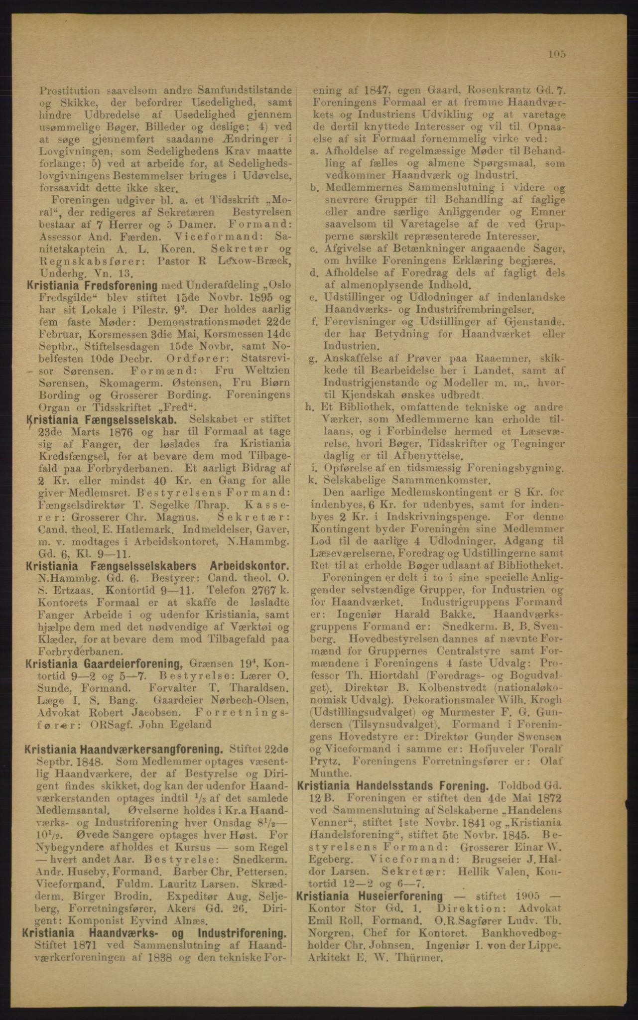 Kristiania/Oslo adressebok, PUBL/-, 1906, p. 105