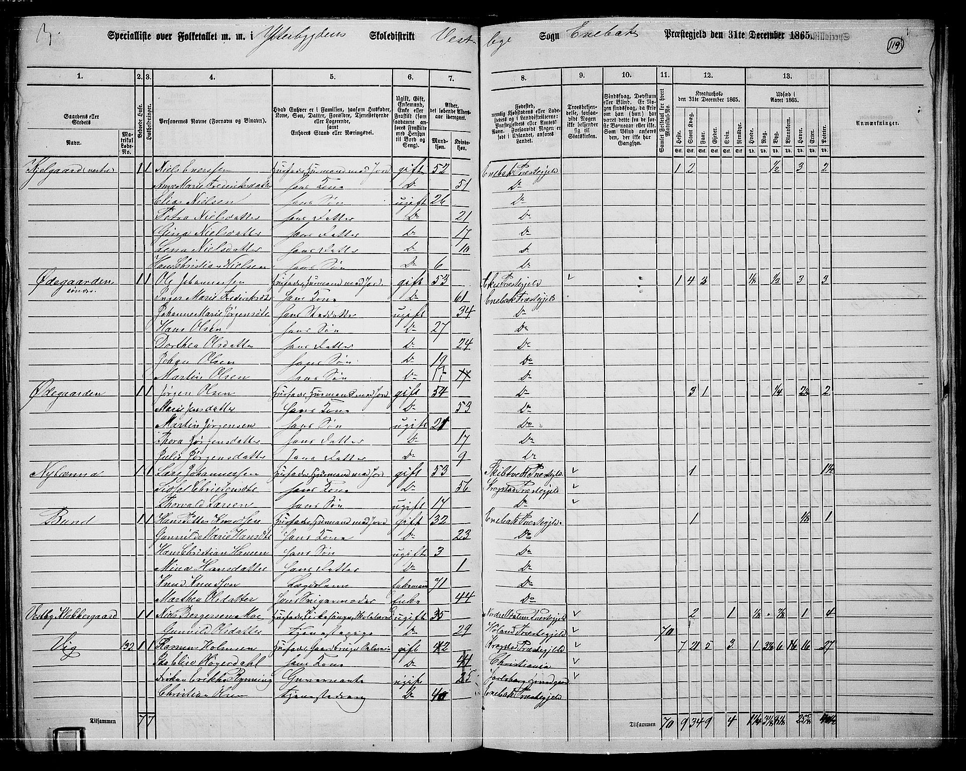 RA, 1865 census for Enebakk, 1865, p. 105