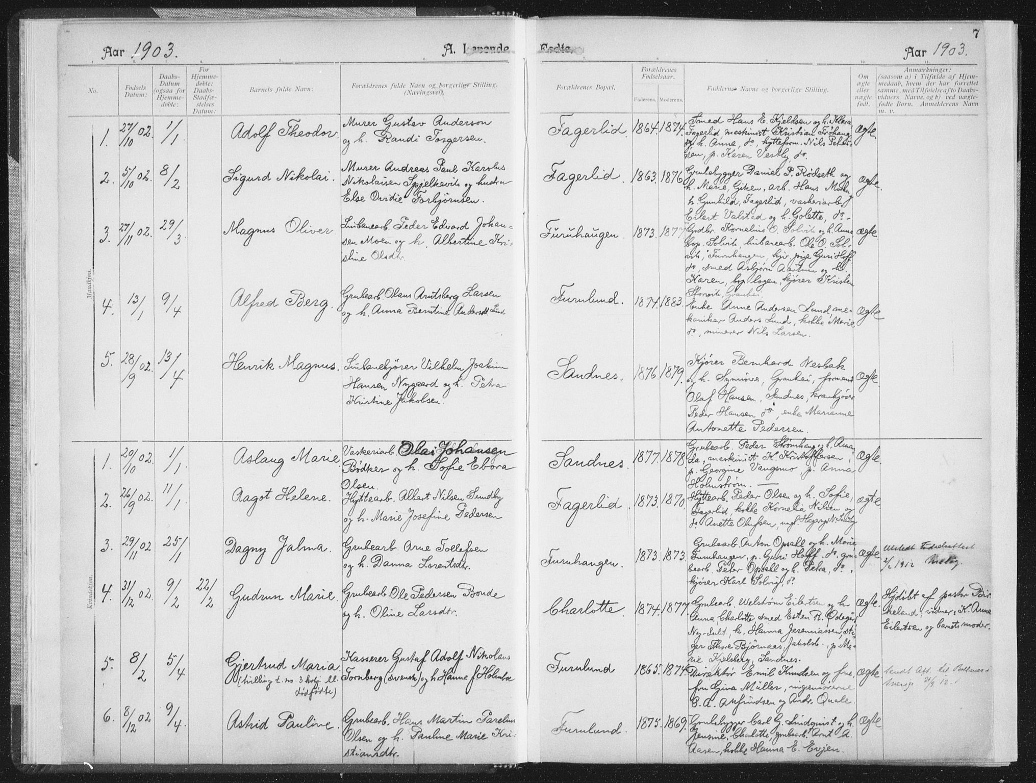 Ministerialprotokoller, klokkerbøker og fødselsregistre - Nordland, SAT/A-1459/850/L0711: Curate's parish register no. 850B01, 1902-1915, p. 7