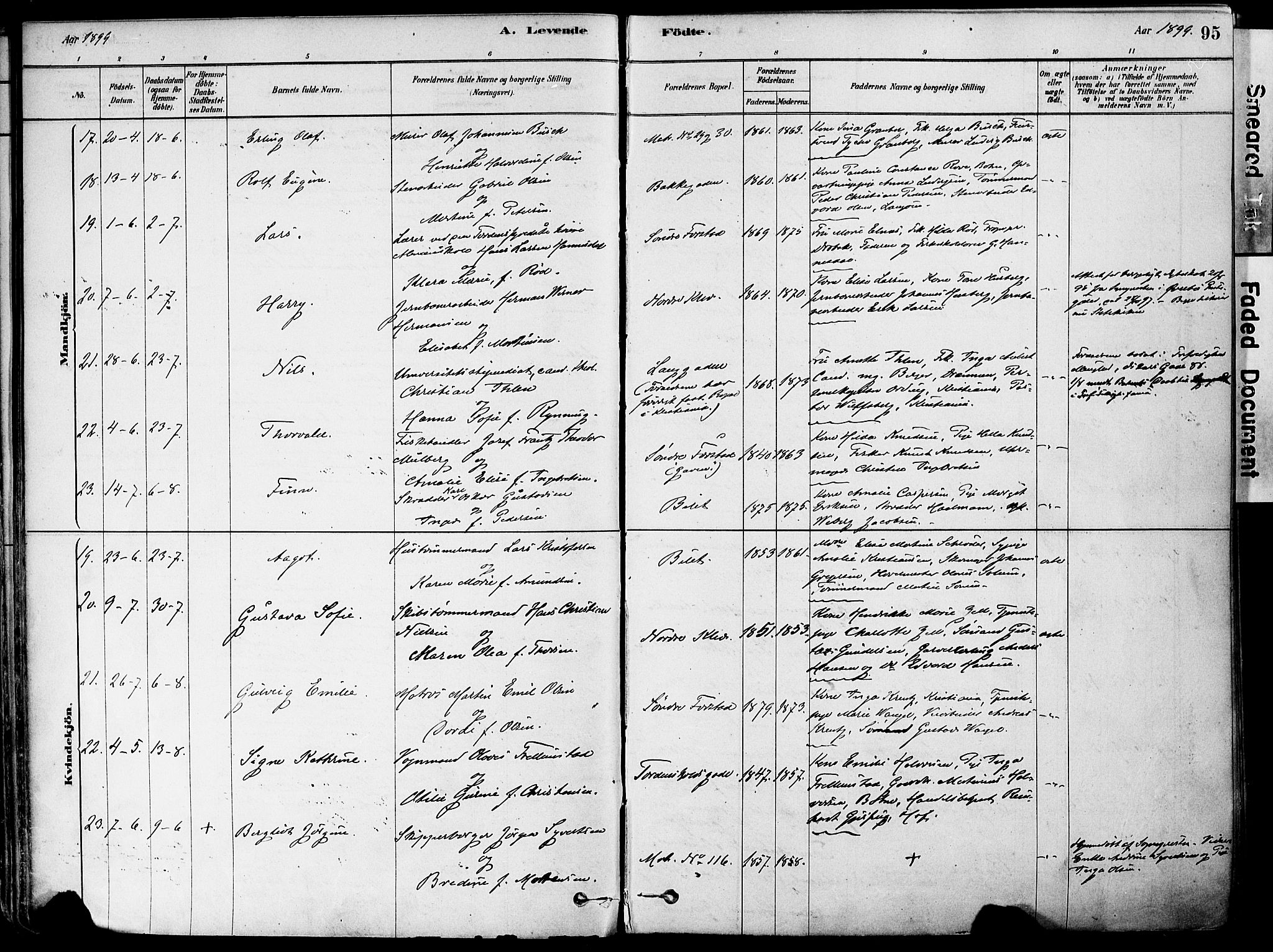 Holmestrand kirkebøker, AV/SAKO-A-346/F/Fa/L0004: Parish register (official) no. 4, 1880-1901, p. 95