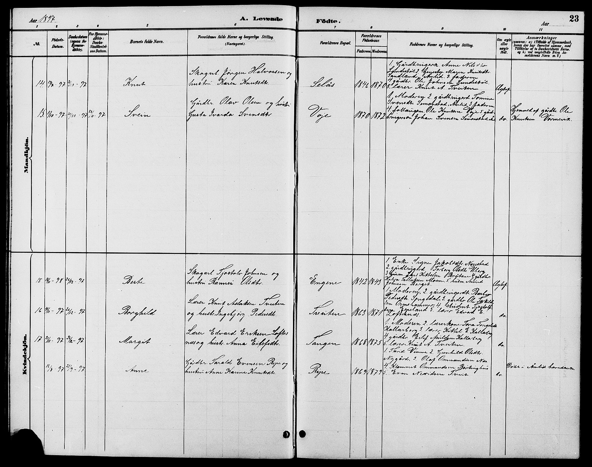 Gjerstad sokneprestkontor, SAK/1111-0014/F/Fb/Fbb/L0004: Parish register (copy) no. B 4, 1890-1910, p. 23