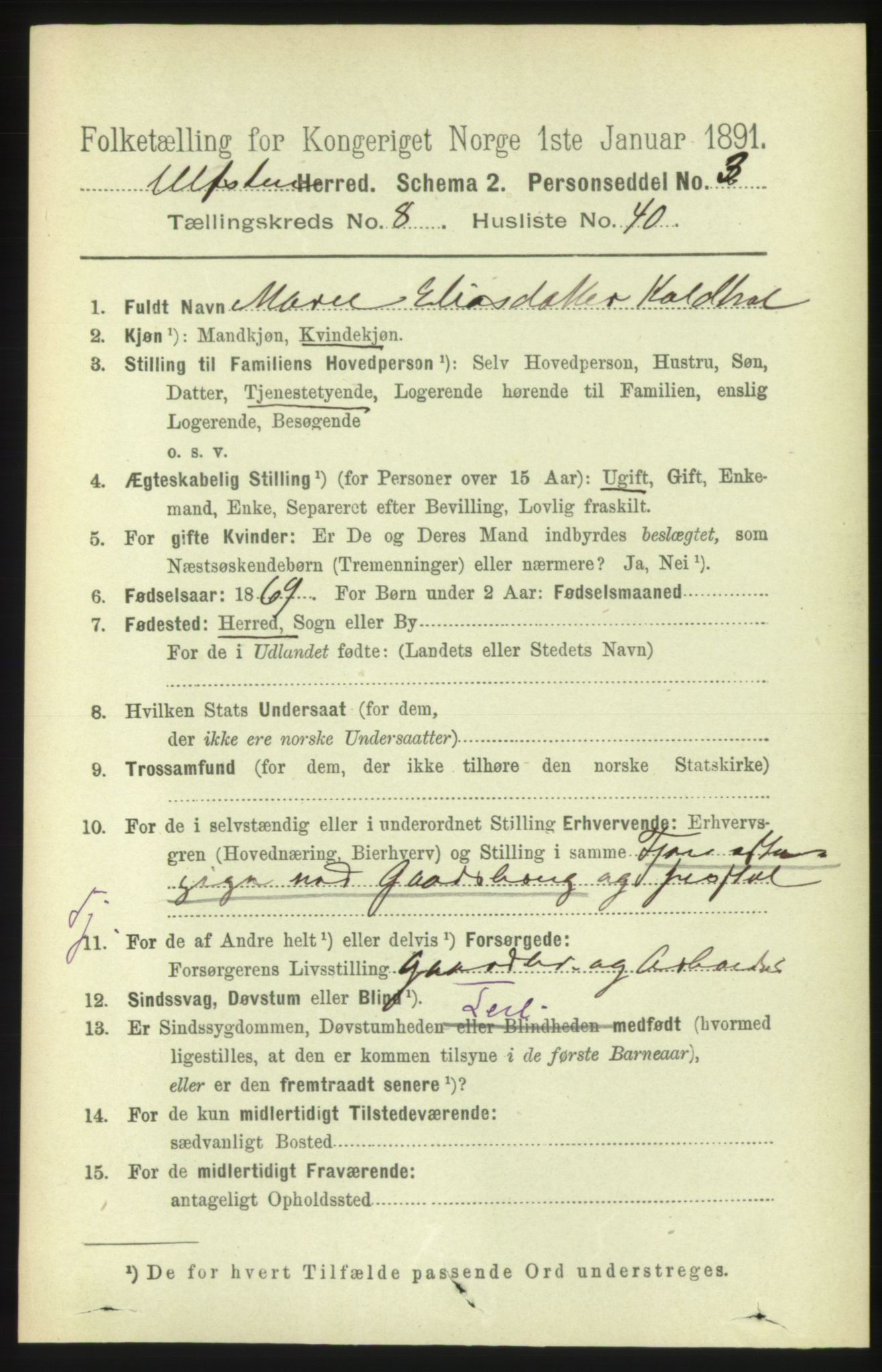 RA, 1891 census for 1516 Ulstein, 1891, p. 2759