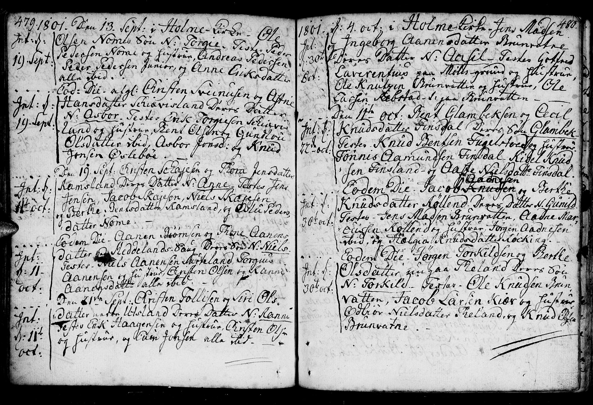 Holum sokneprestkontor, AV/SAK-1111-0022/F/Fa/Fac/L0001: Parish register (official) no. A 1, 1773-1820, p. 479-480