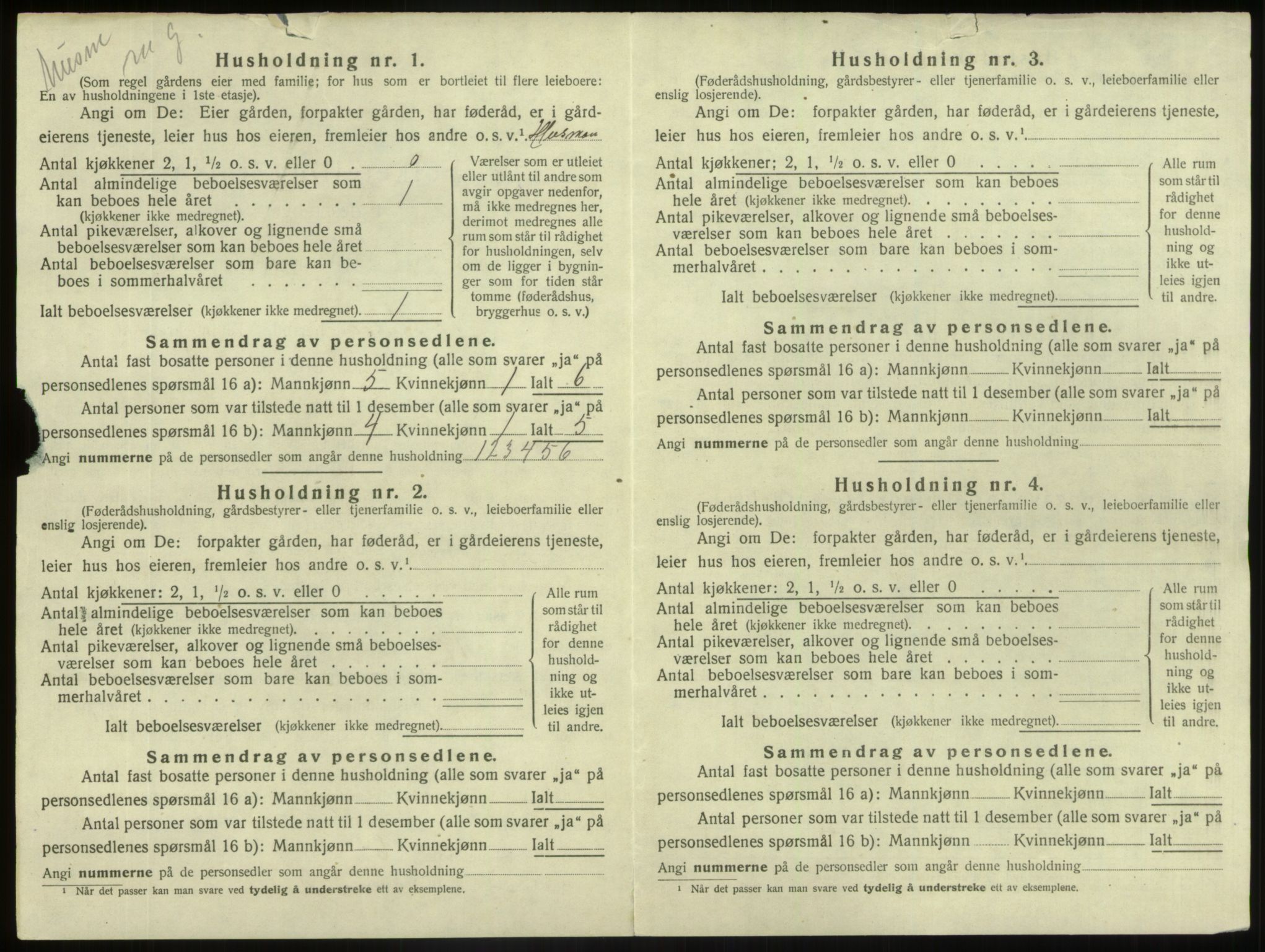 SAB, 1920 census for Jostedal, 1920, p. 305