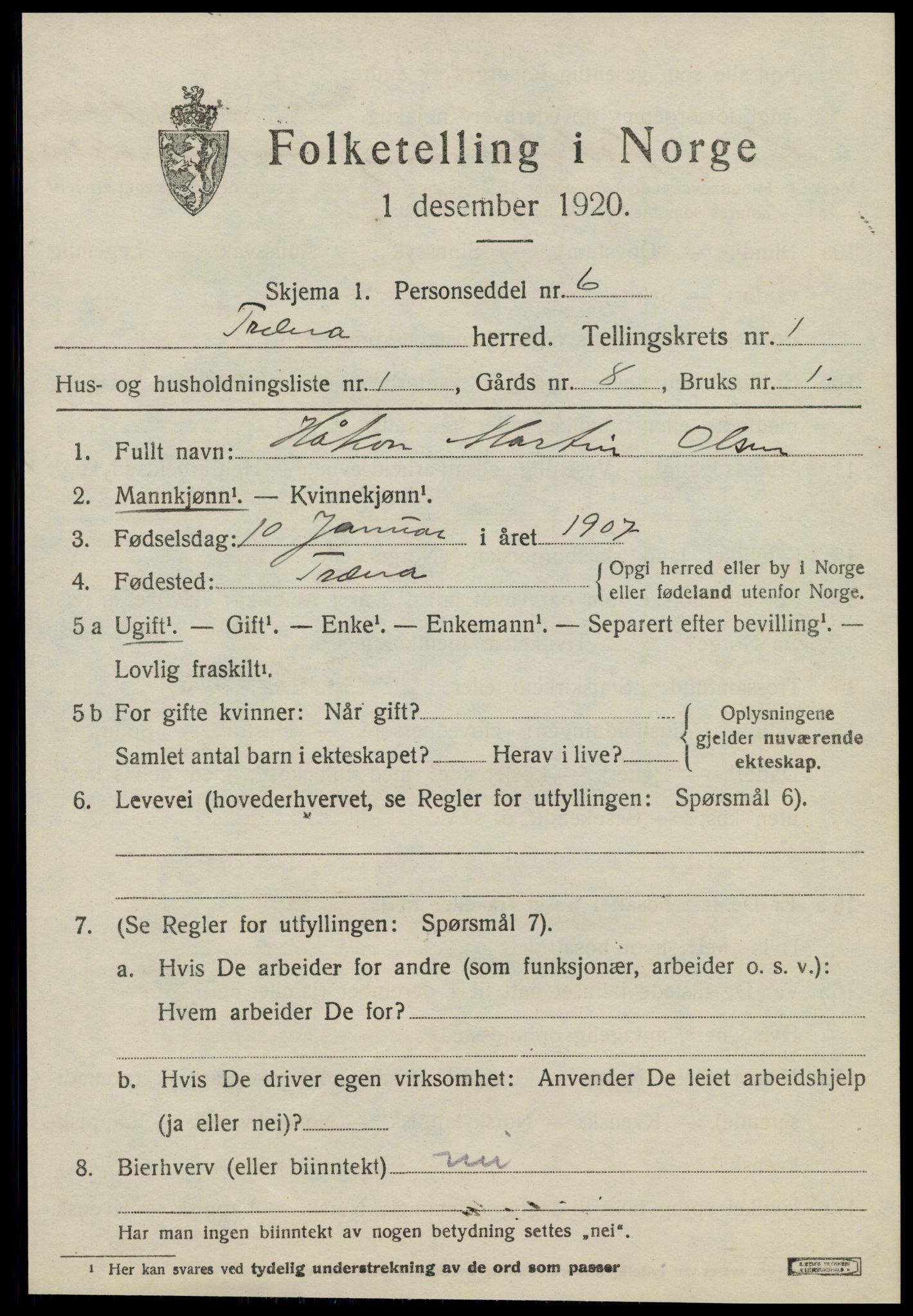 SAT, 1920 census for Træna, 1920, p. 266