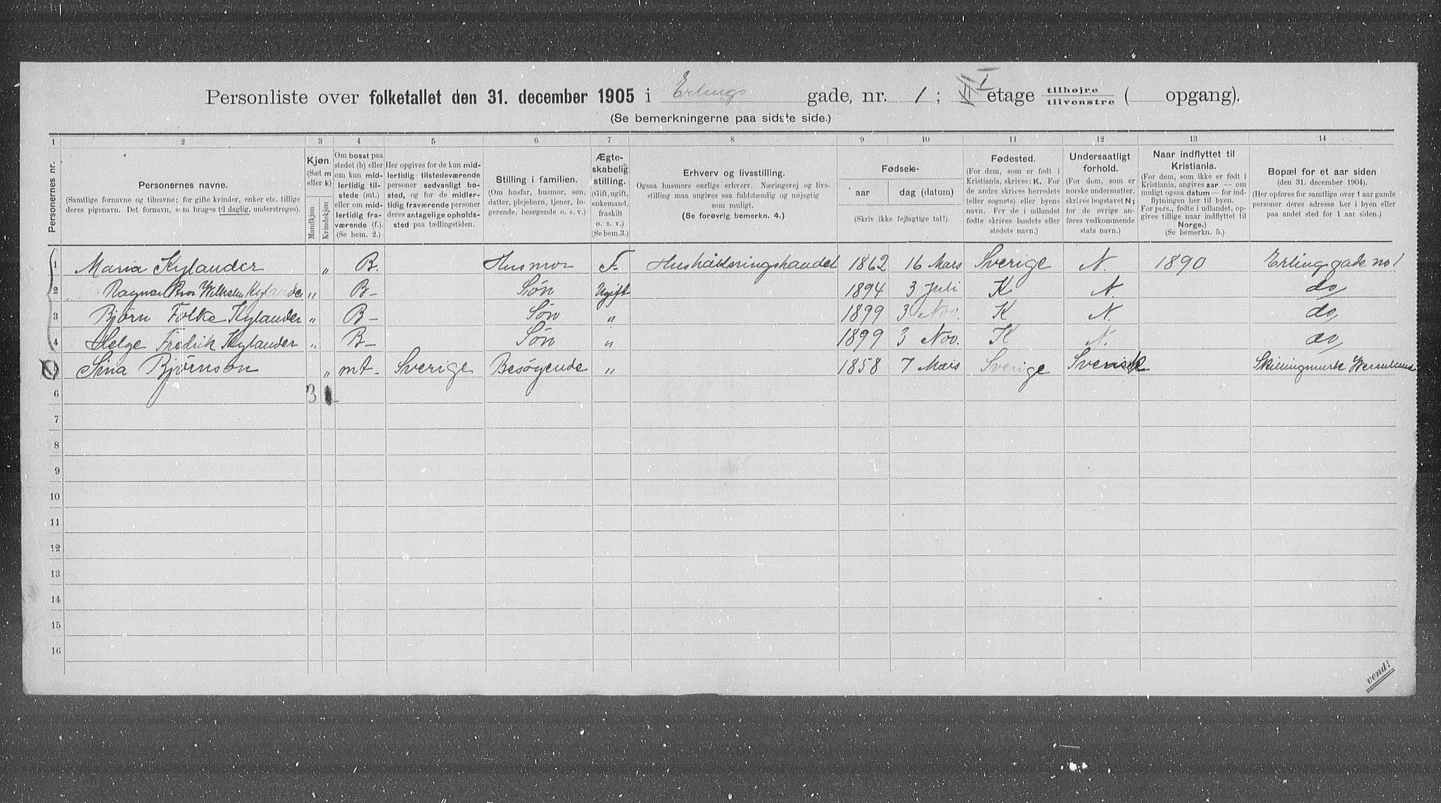 OBA, Municipal Census 1905 for Kristiania, 1905, p. 11384