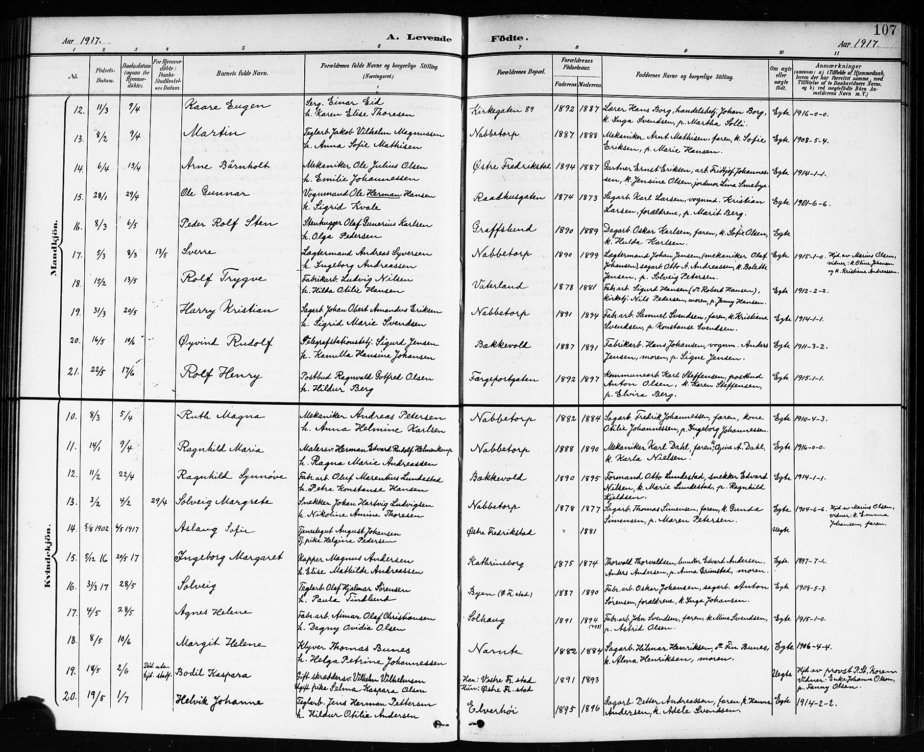 Østre Fredrikstad prestekontor Kirkebøker, AV/SAO-A-10907/G/Ga/L0002: Parish register (copy) no. 2, 1900-1919, p. 107