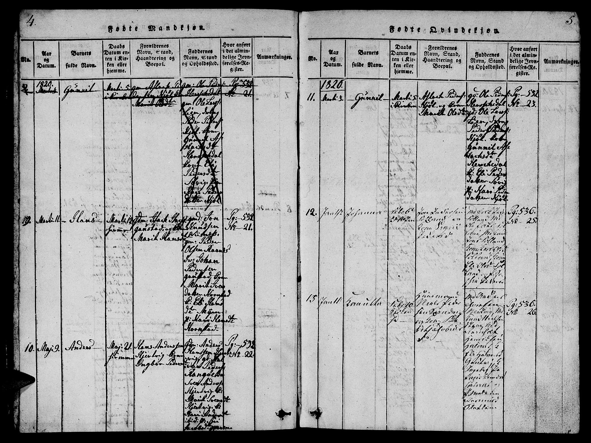 Ministerialprotokoller, klokkerbøker og fødselsregistre - Møre og Romsdal, SAT/A-1454/570/L0831: Parish register (official) no. 570A05, 1819-1829, p. 4-5